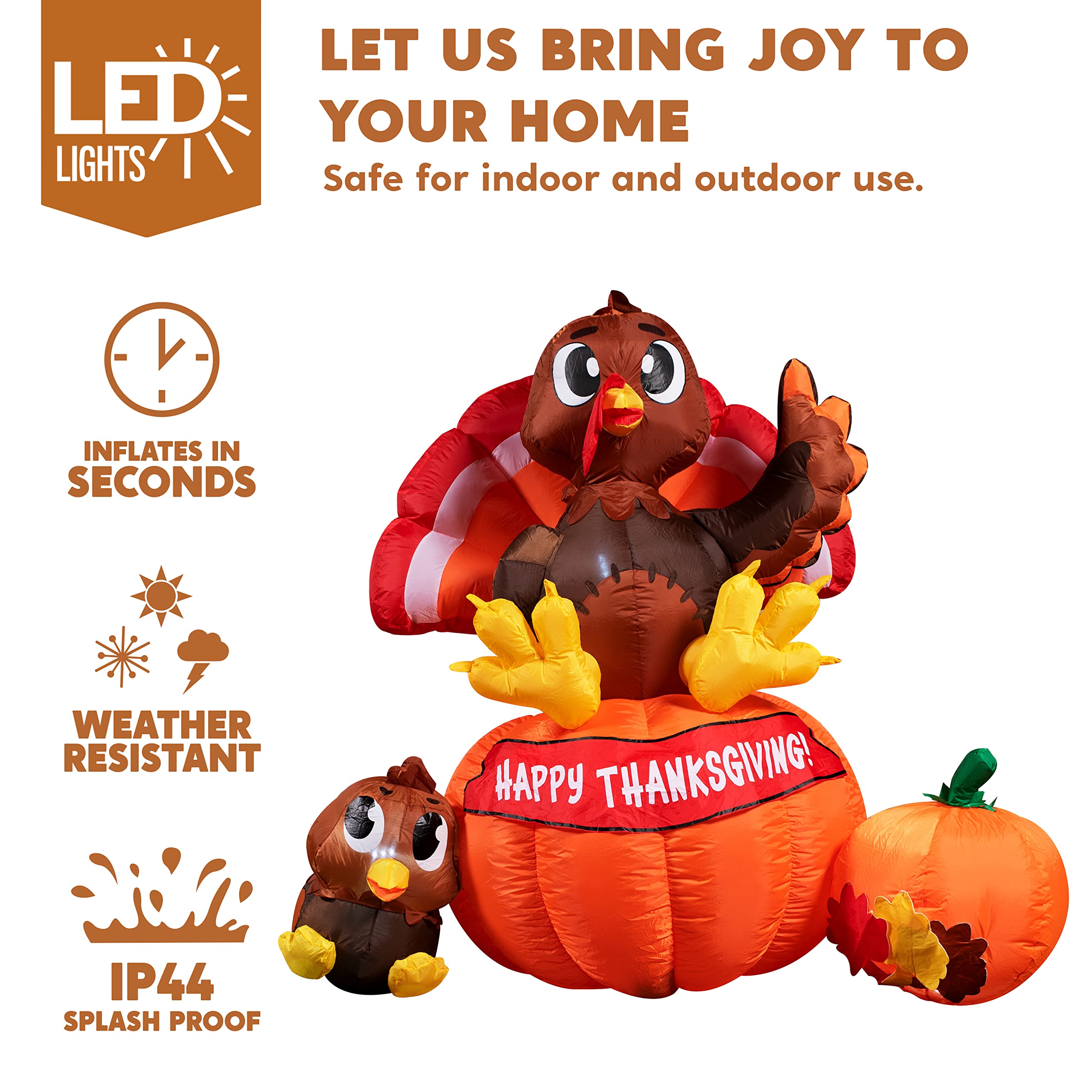 JOYIN Turkey on Pumpkin - A Thanksgiving Duo That Glows - Image 3