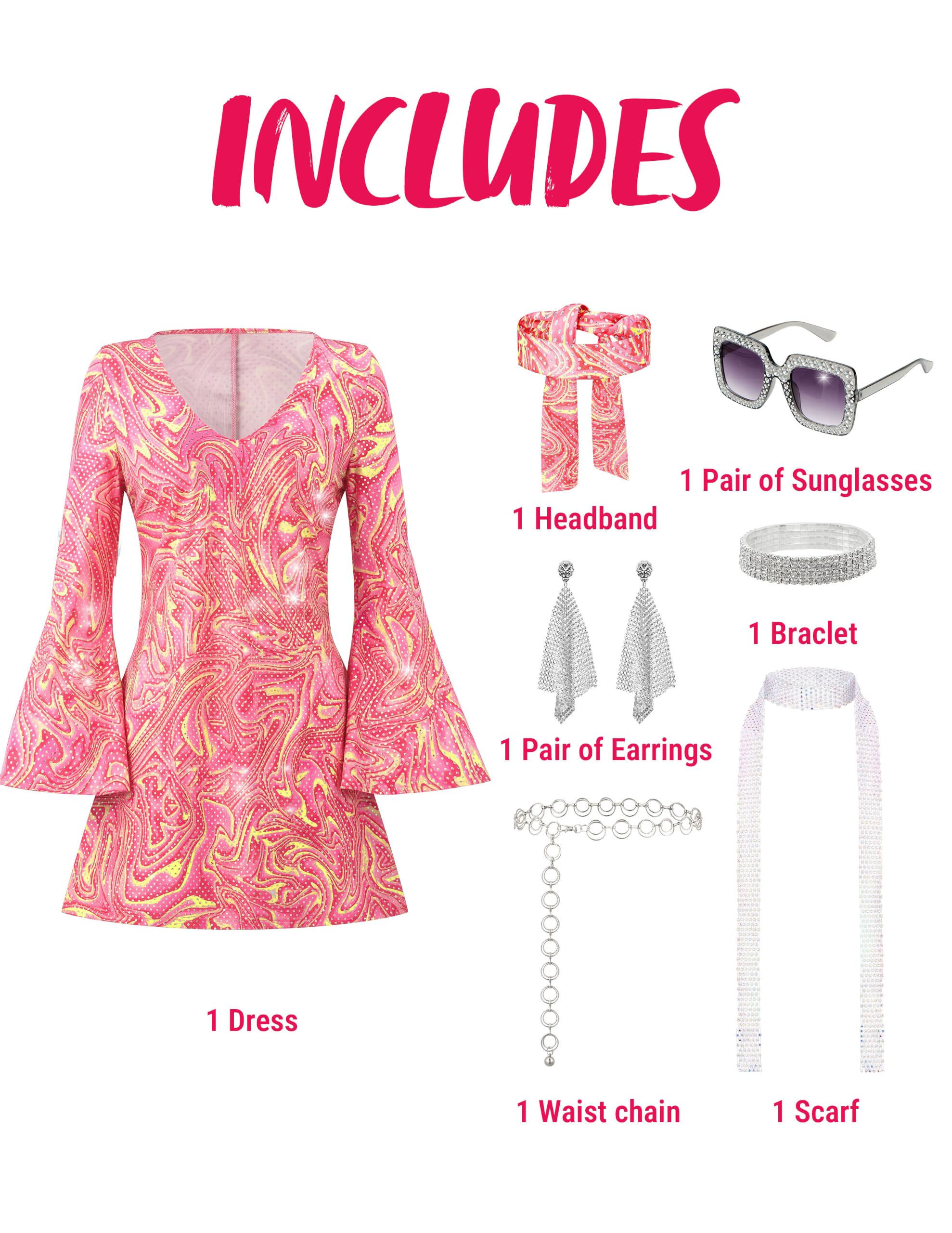 JOYIN 70s Disco Outfit for Women - Halloween Dress & Accessories Set - Image 4