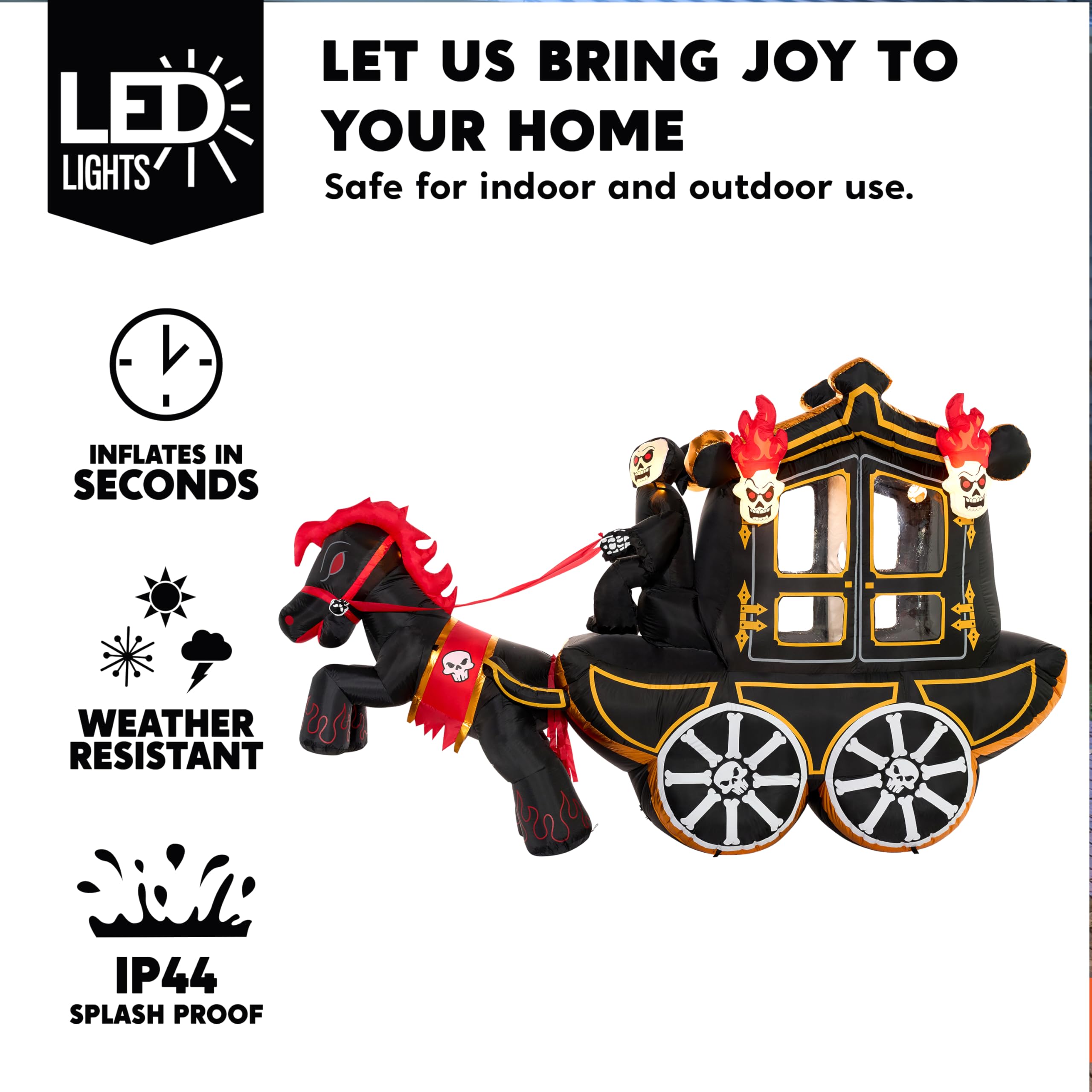 Joiedomi 10 FT Hellfire Carriage Inflatable with LEDs - Halloween Yard Decor - Image 3