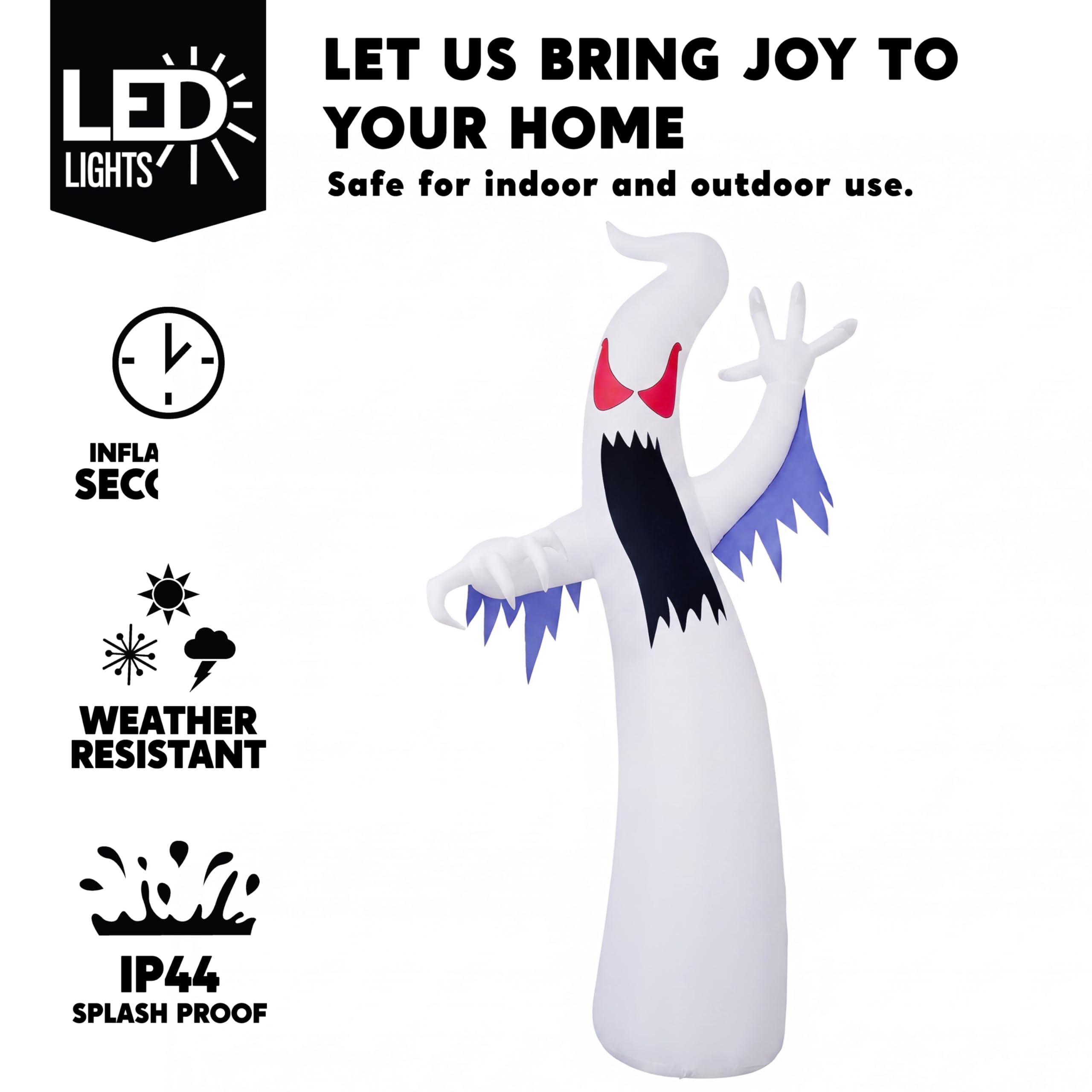 12FT Scary Ghost Halloween Inflatable with LED | Outdoor Yard - Image 3