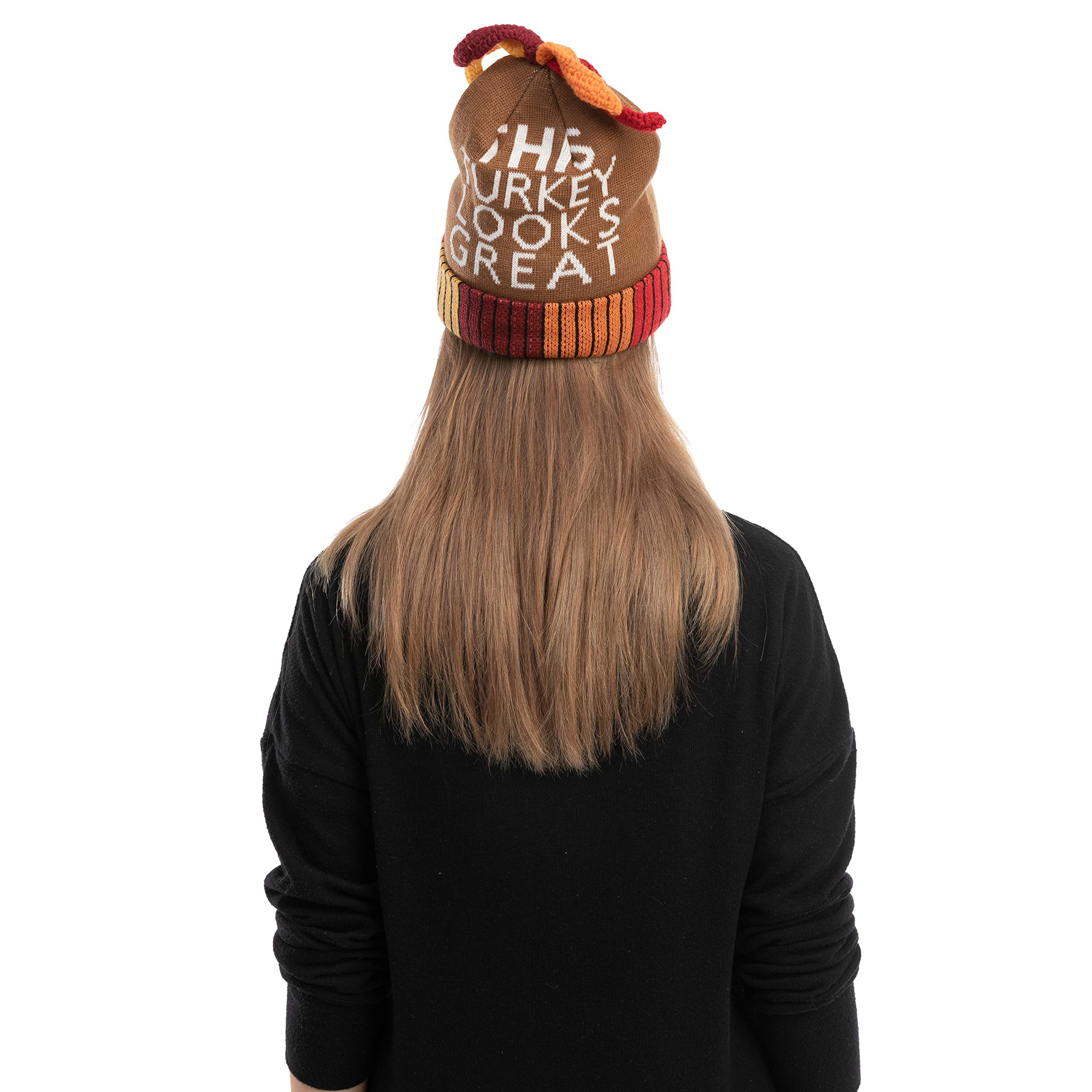 2 Piece Thanksgiving Pom Pom Beanie Hats - Image 3