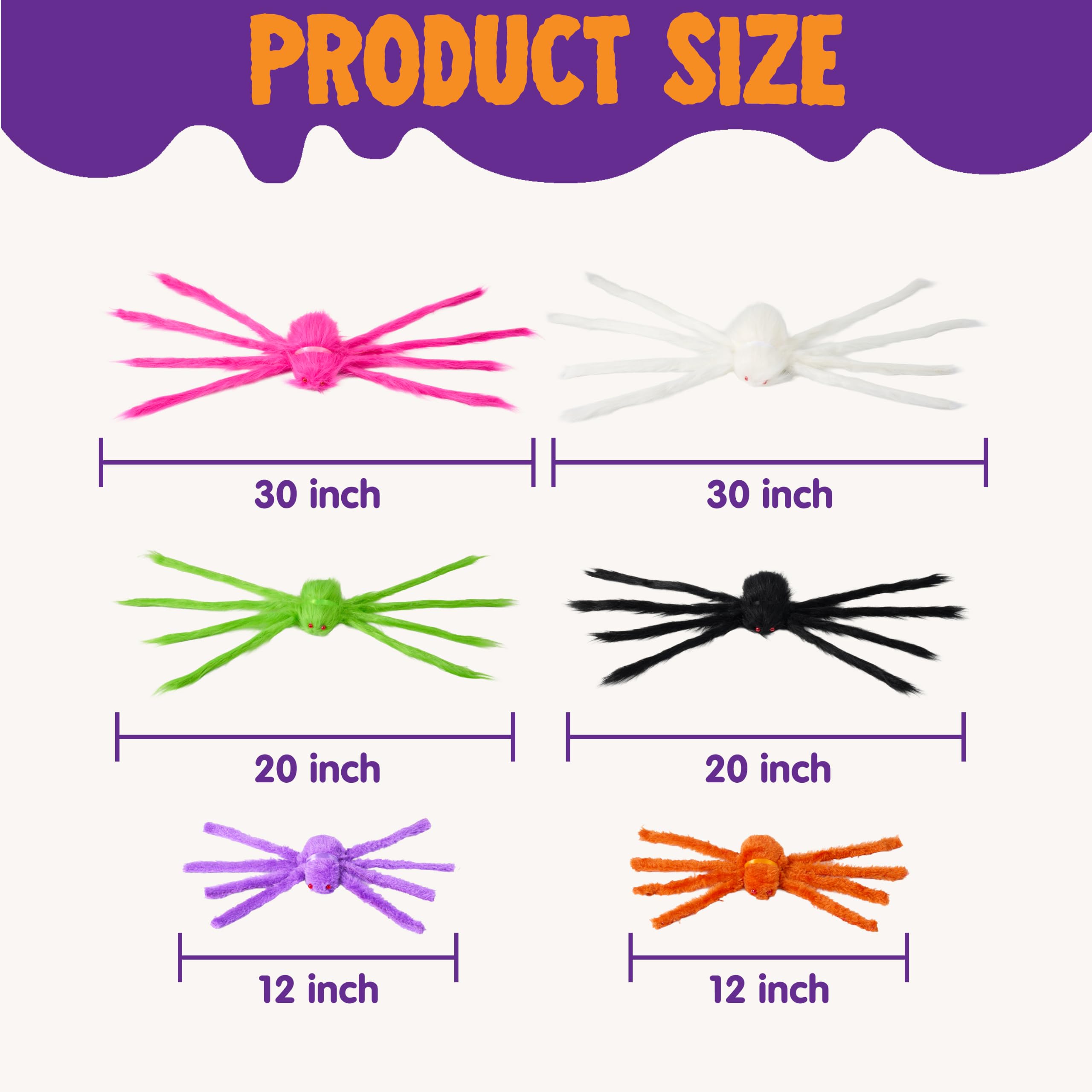 JOYIN 6 Pack Colorful Giant Spiders - Halloween Outdoor Yard Decoration - Image 3