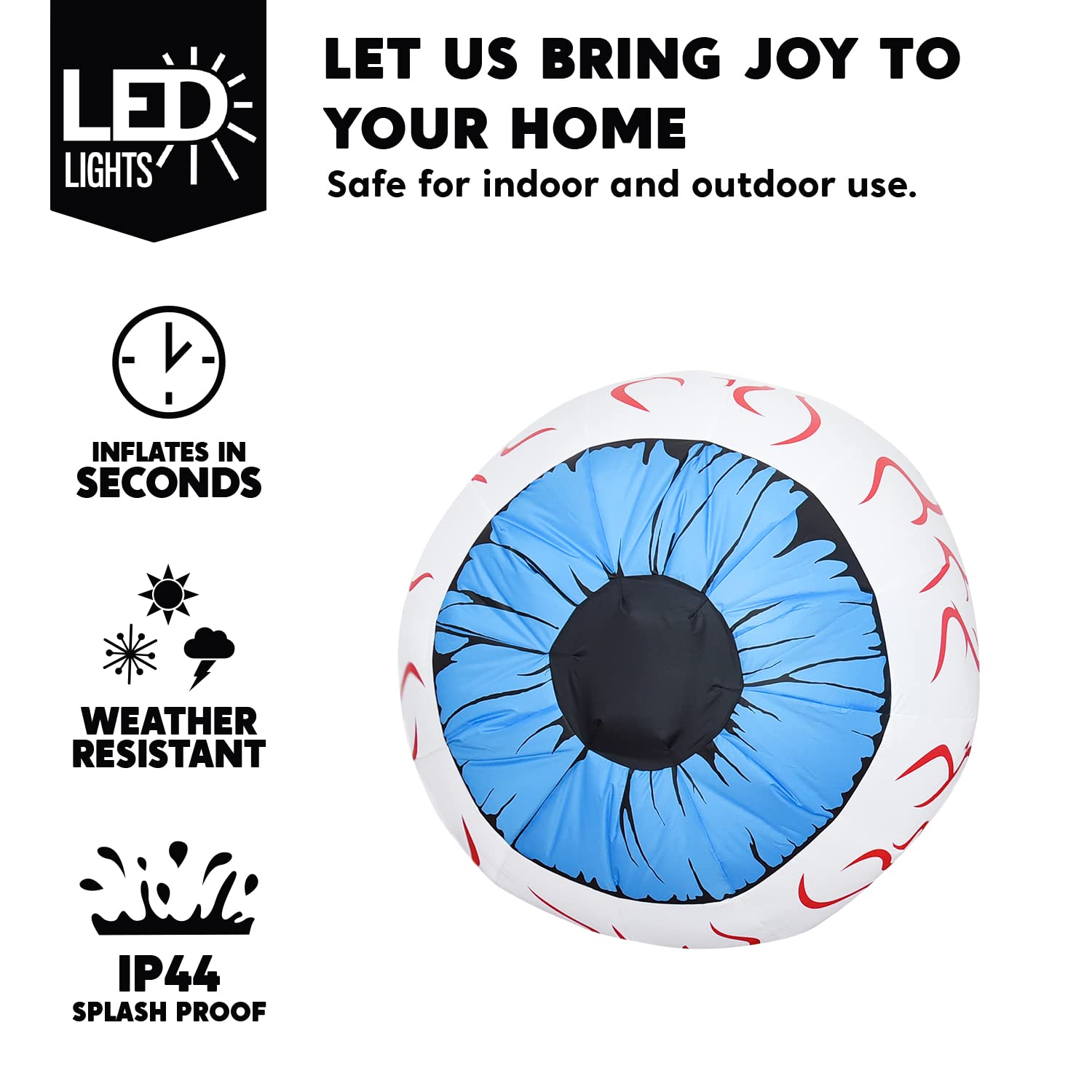 Joiedomi 3 FT Inflatable Light Up Eyeball with LEDs - Blue Halloween Decor - Image 3
