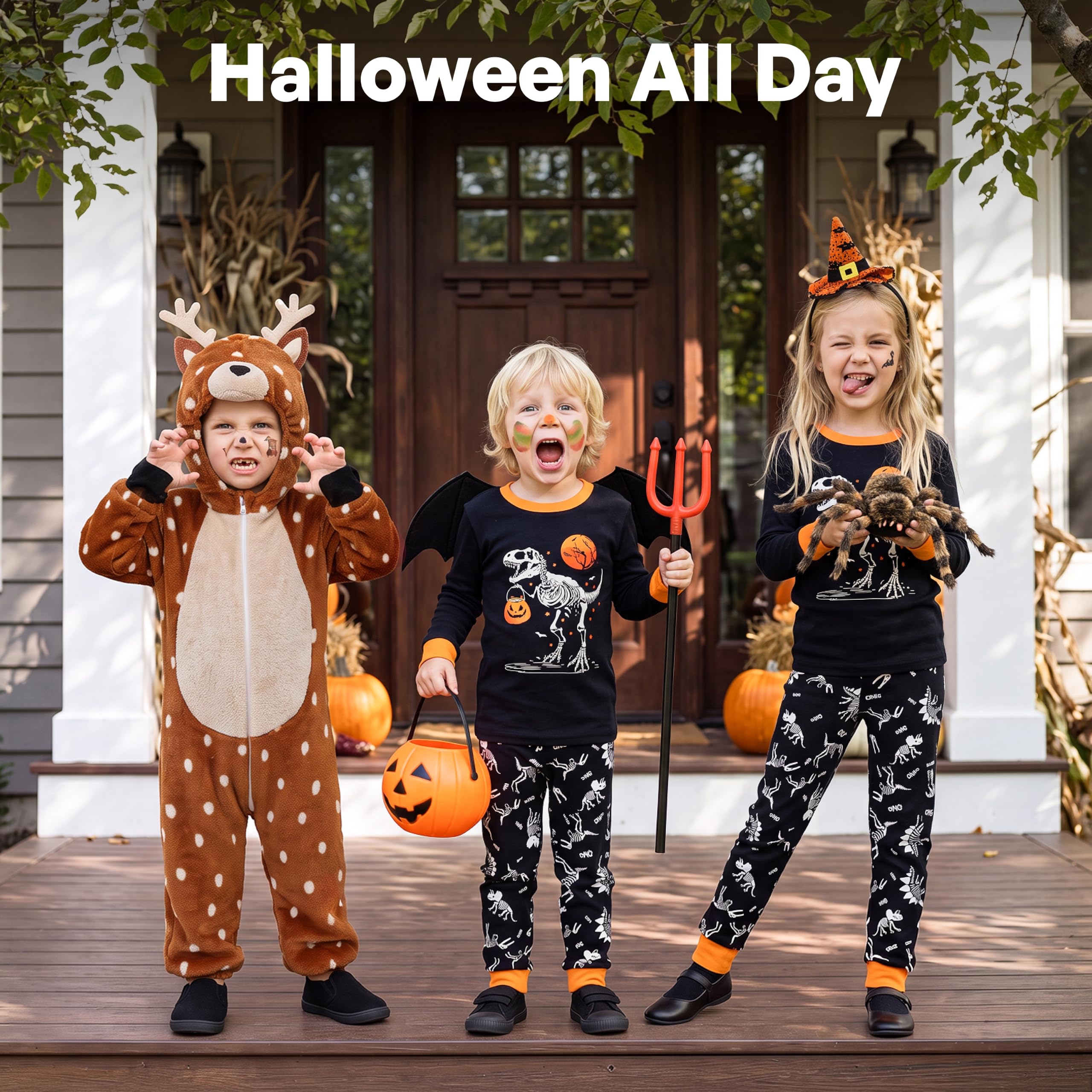 Giggling Getup Kids Skeleton Pajamas - Glow in the Dark 100% Cotton for 3T-8Y - Image 24