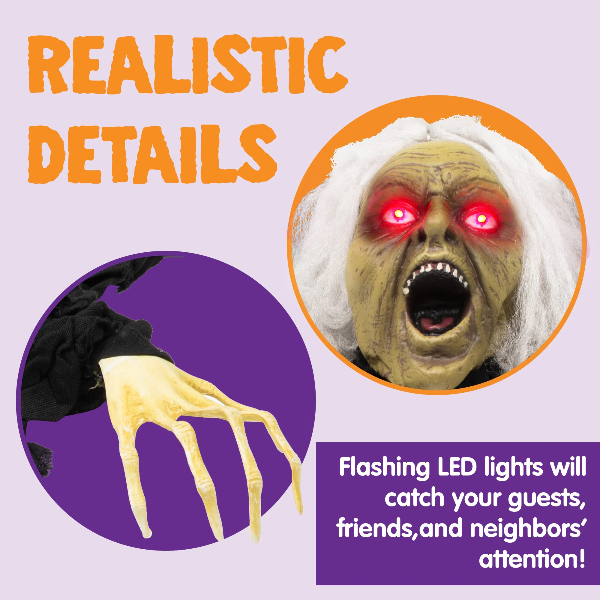 Halloween Light Up Witch Ground Breaker Decor - Image 3