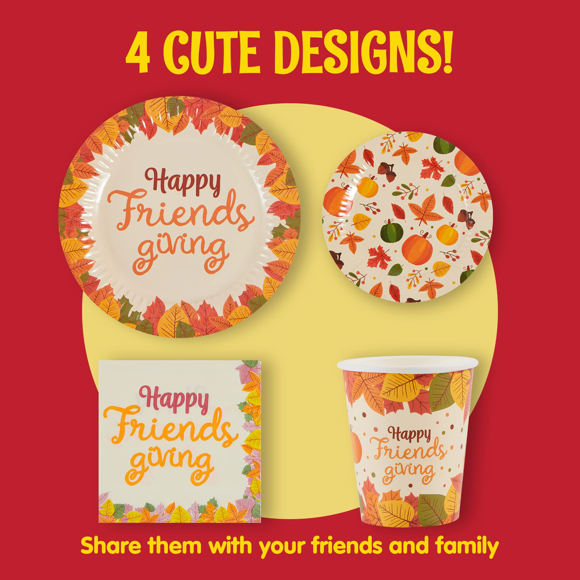 120Pcs Friendsgiving Paper Plates and Napkins Disposable Dinnerware Set - Image 3