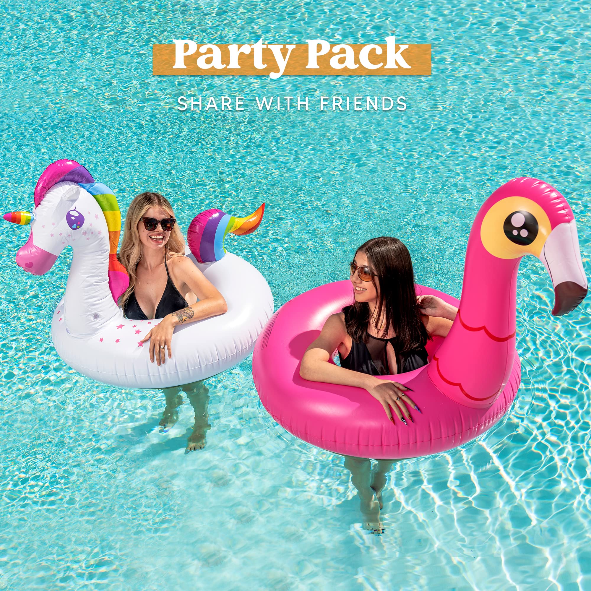 Sloosh - 39in Unicorn And Flamingo Pool Float Bundle, 2 Pcs - Image 3