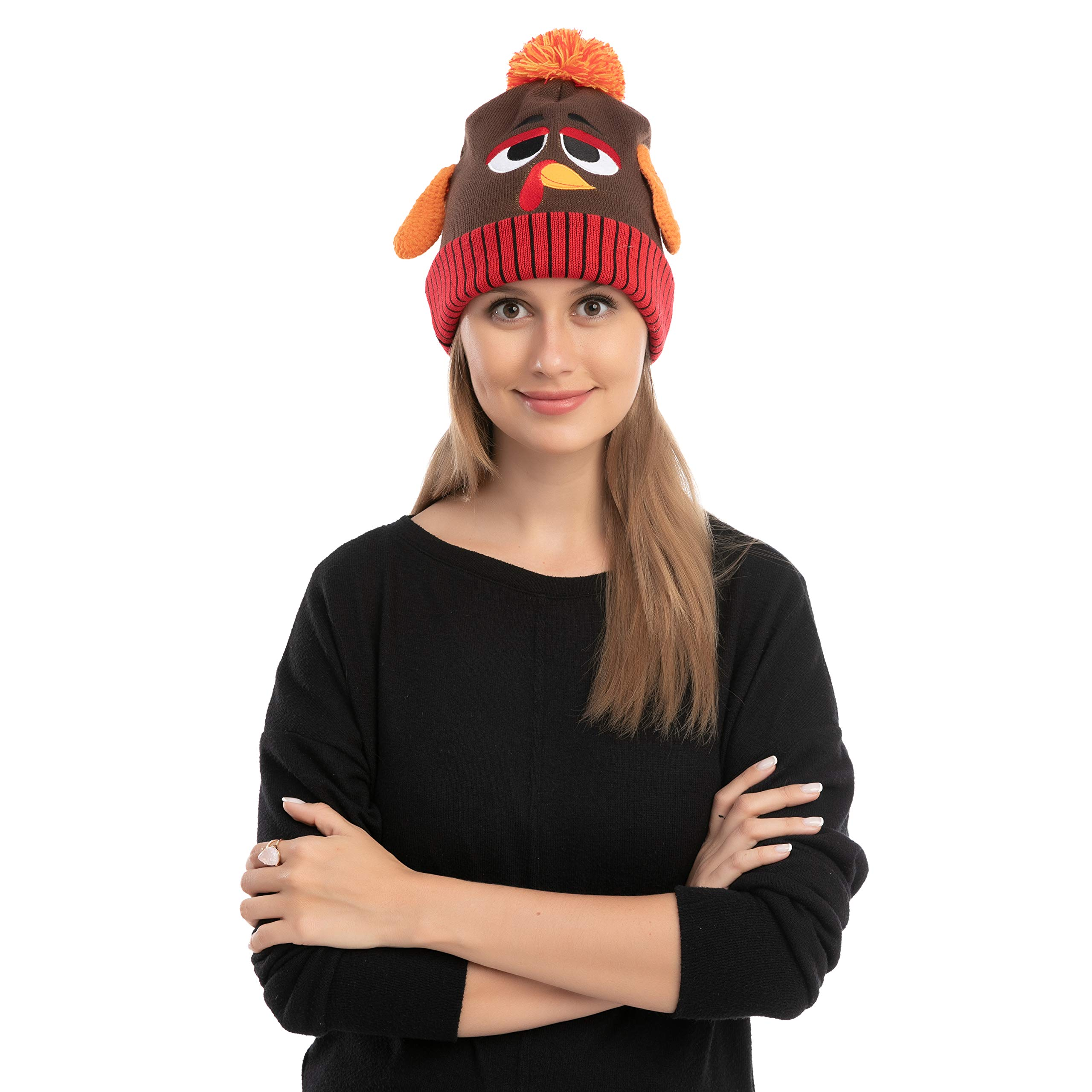 2 Piece Thanksgiving Pom Pom Beanie Hats - Image 4