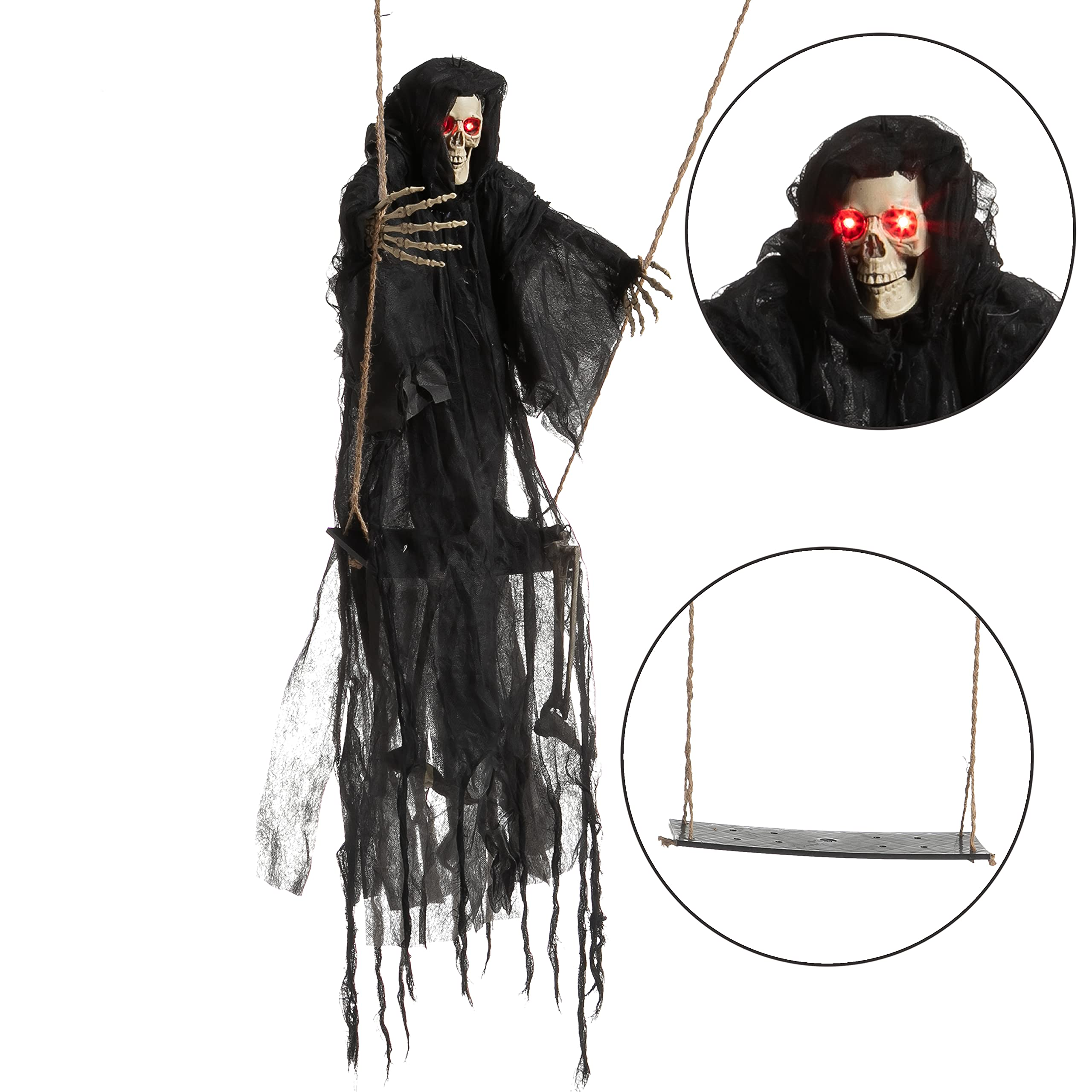2 Packs Halloween Lighted Swinging Skeletons - Image 4