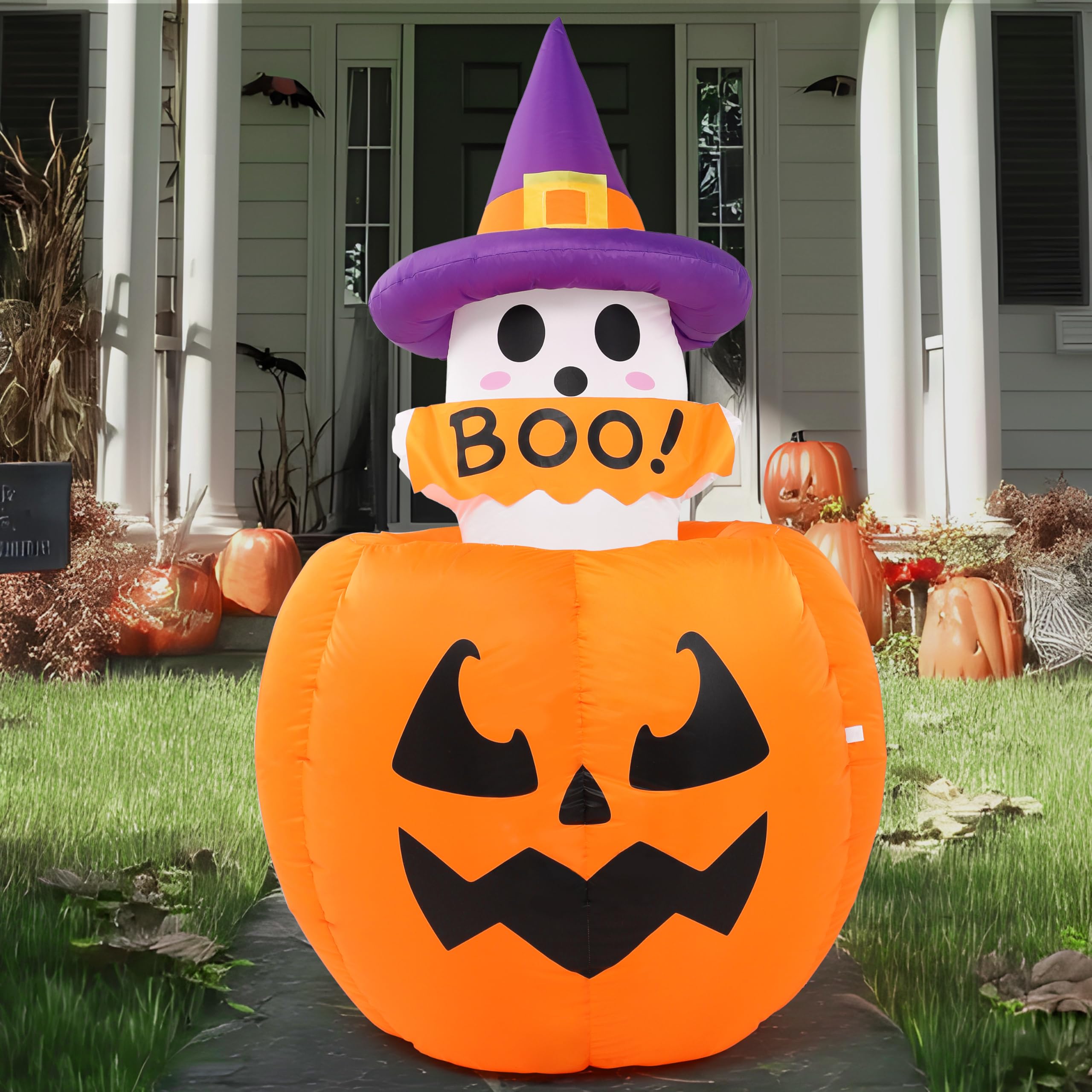 Joiedomi 5 FT Animated Pumpkin Ghost Inflatable - LED Outdoor Decor - Image 4