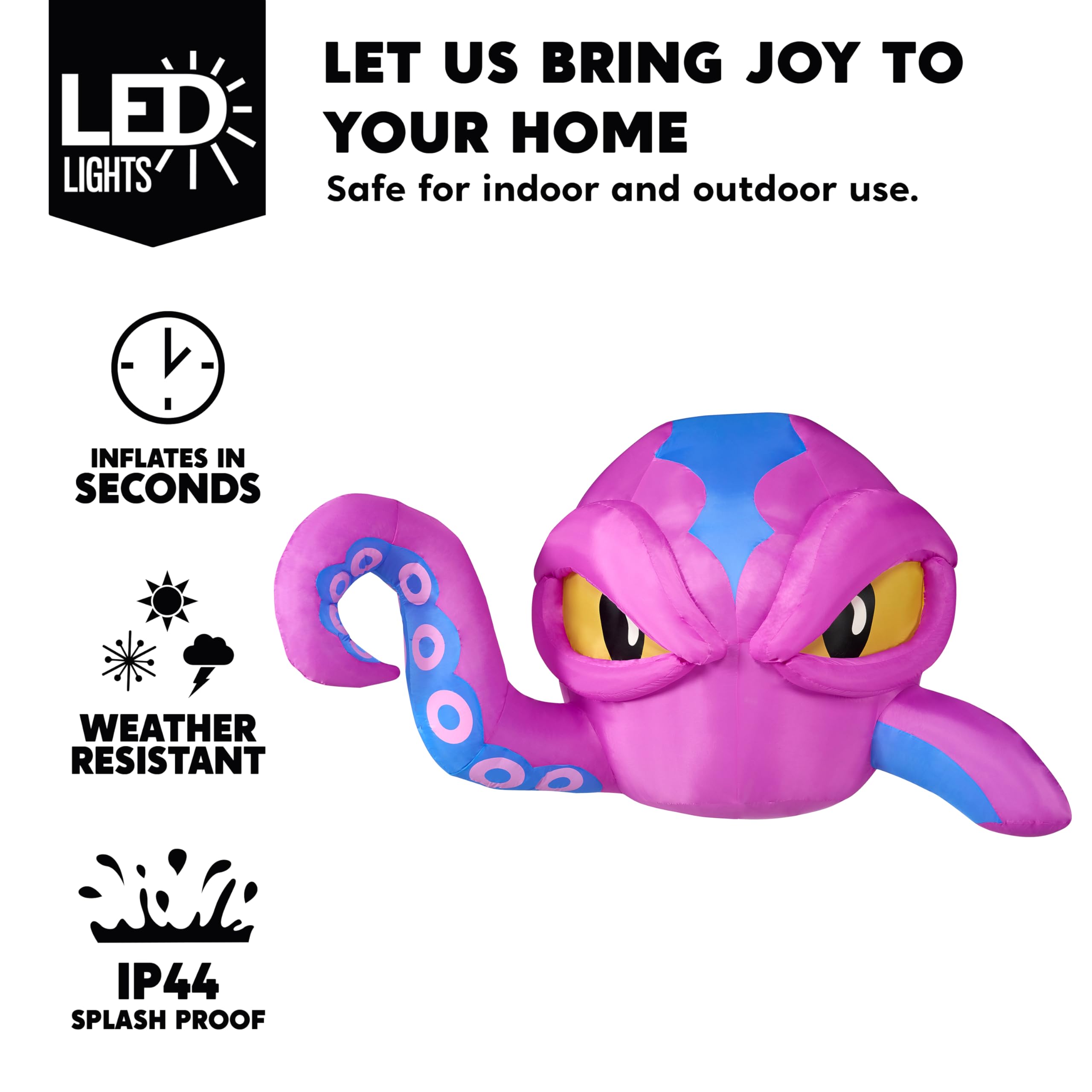 Joiedomi 4 FT Inflatable Purple Octopus Window Decor - LED Halloween Prop - Image 4