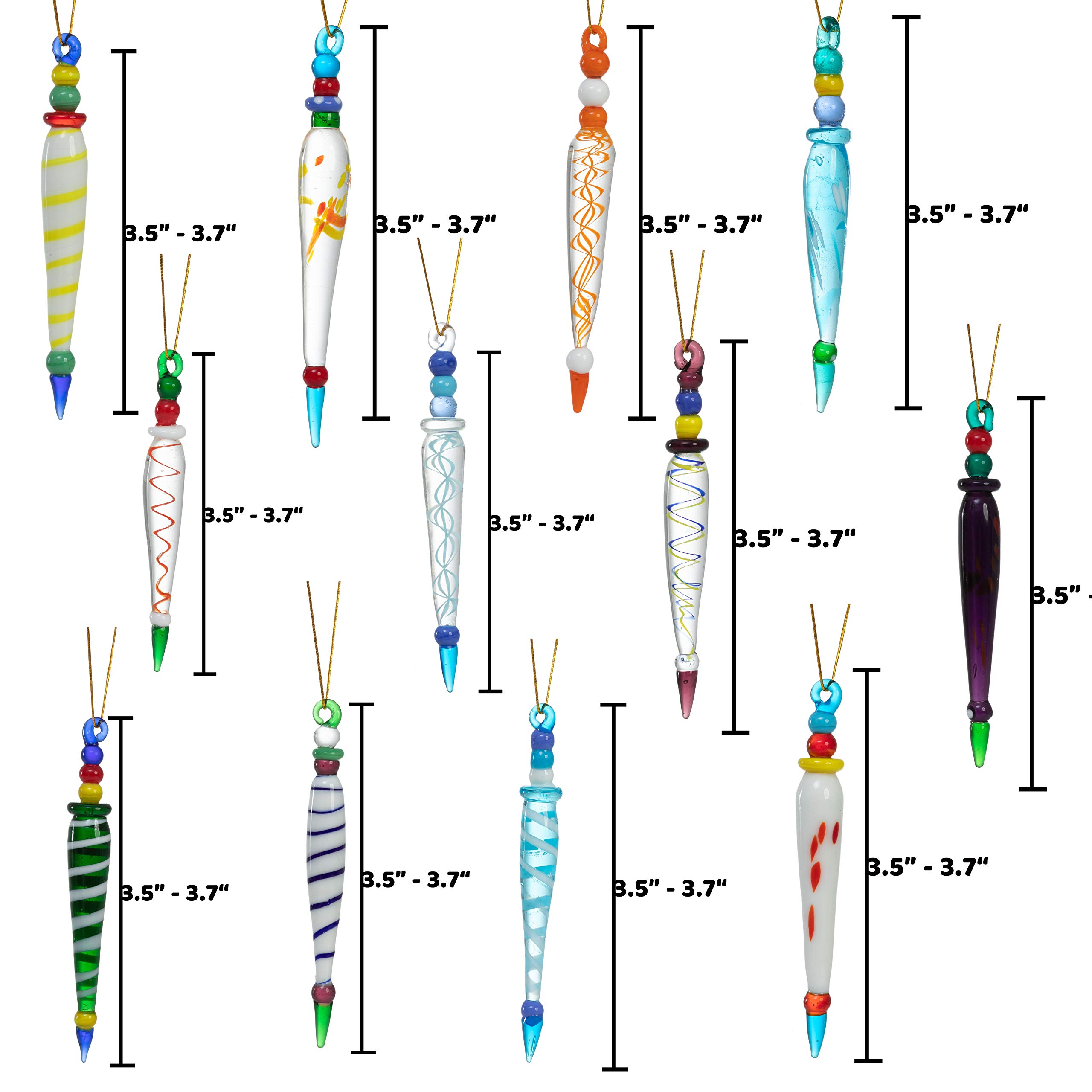 Glass Icicle Ornaments, 12 Pcs - Image 4