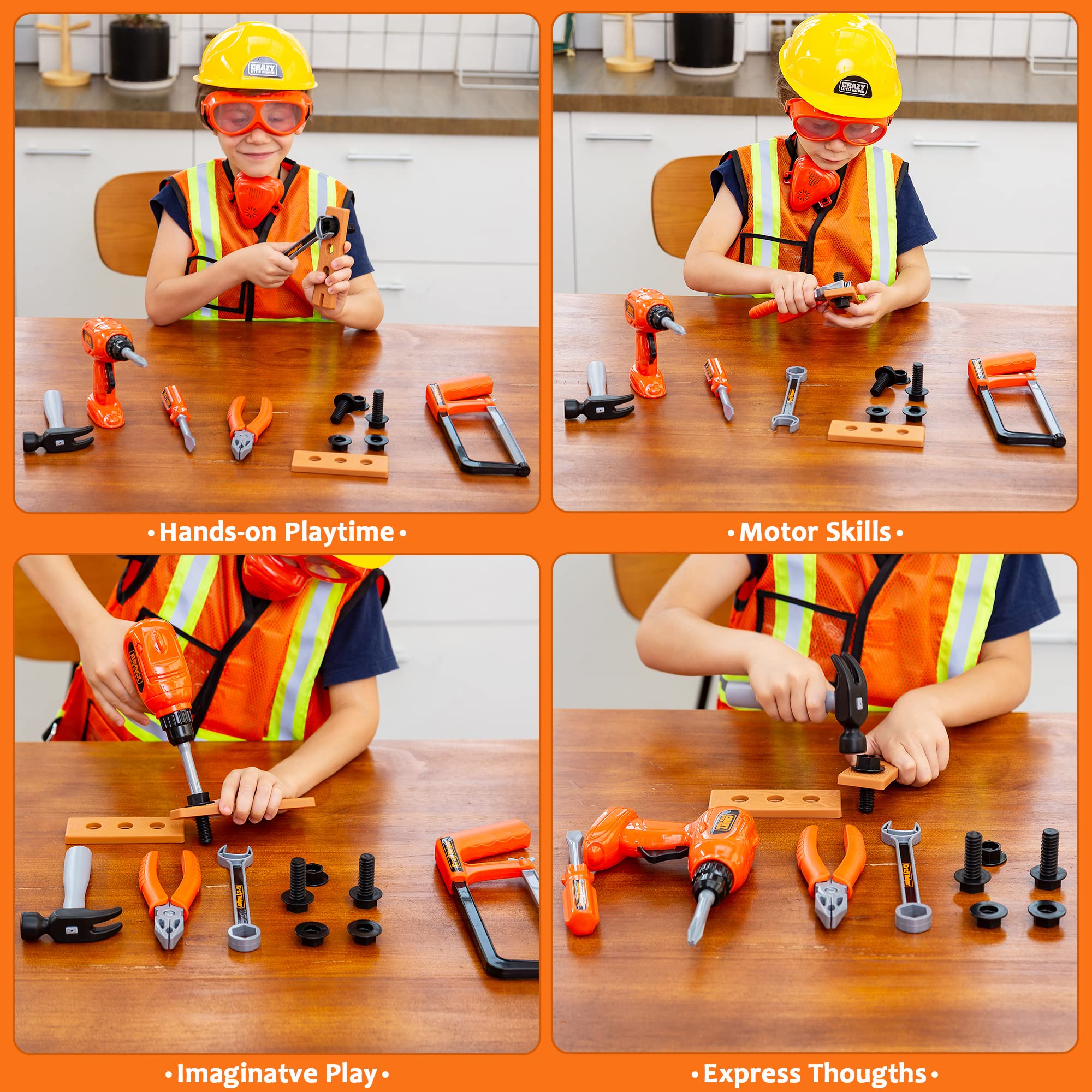 Construction Worker Play Tool Toys Set - Image 4