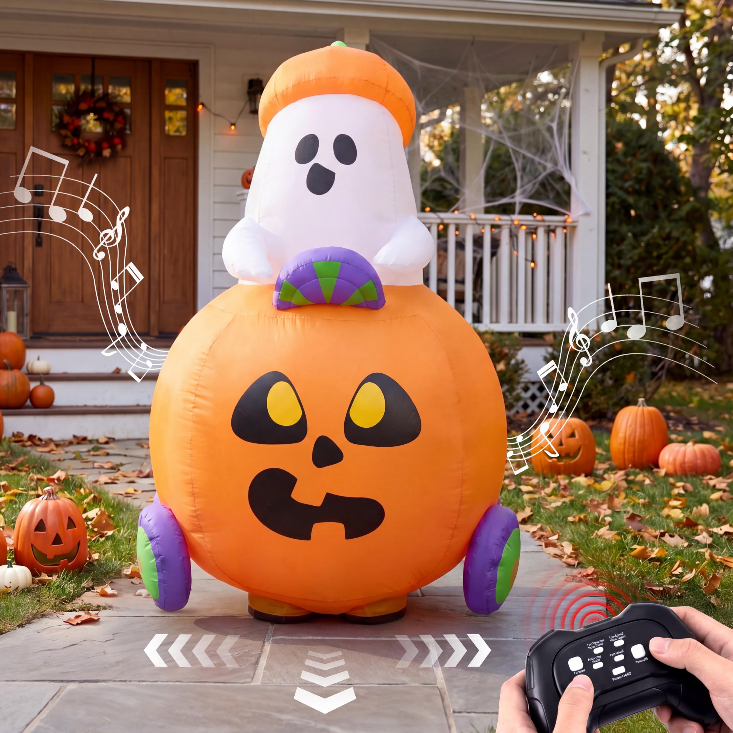 Remote Control Halloween Inflatable Ghost Pumpkin Car Toy for Kids - Image 3