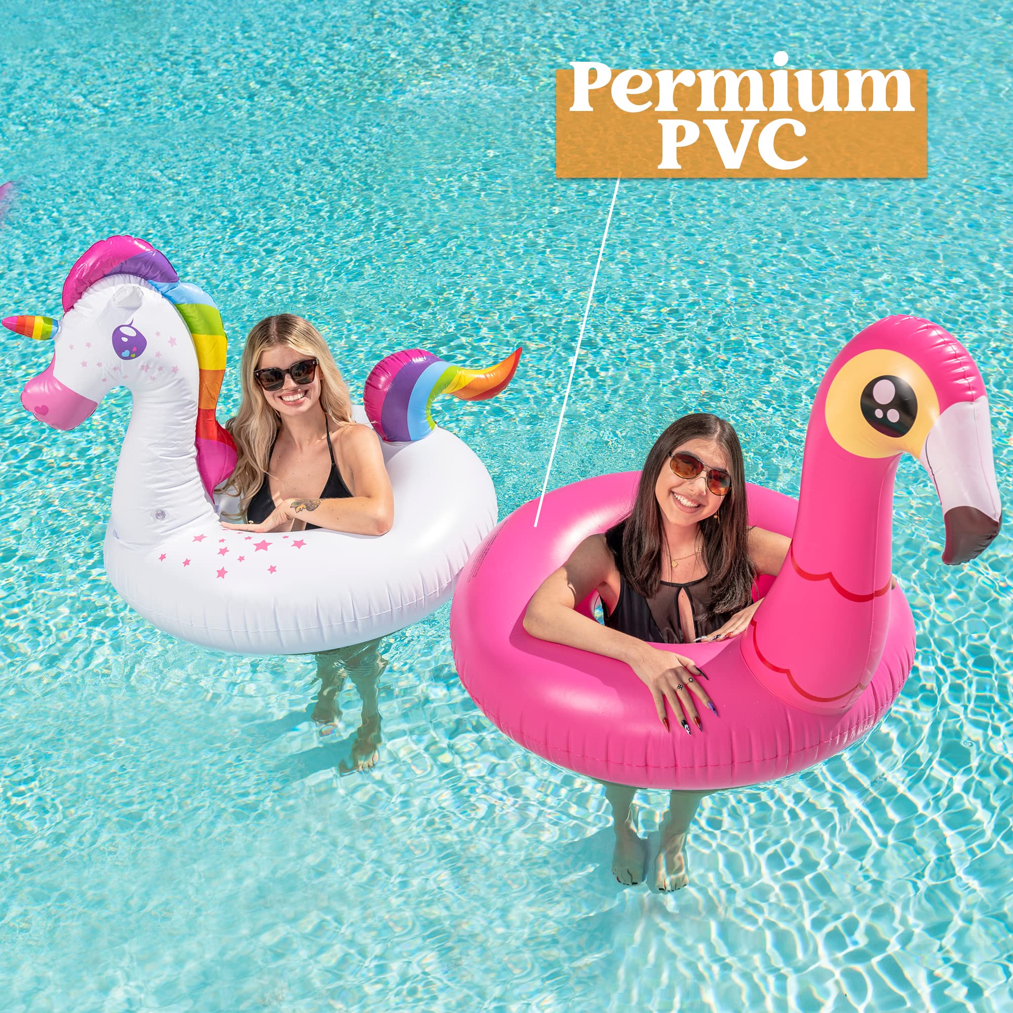 Sloosh - 39in Unicorn And Flamingo Pool Float Bundle, 2 Pcs - Image 4