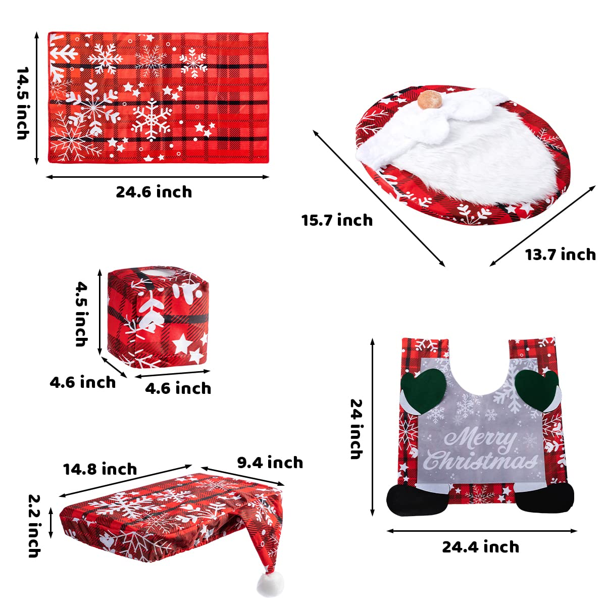 5Pcs Christmas Gnome Toilet Seat Cover - Image 4
