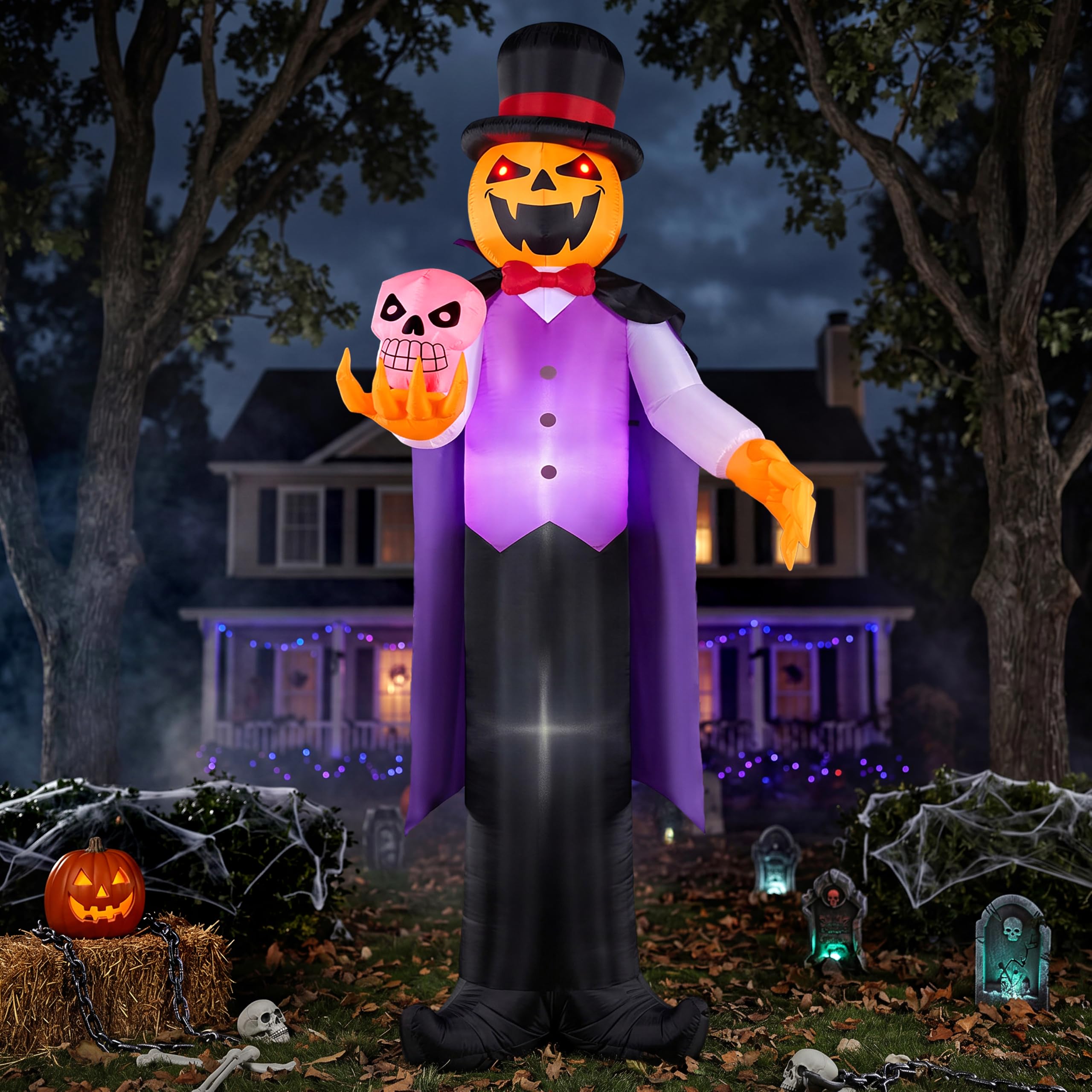 Halloween Inflatable Pumpkin Ghost Vampire 12ft with LED Eyes – Yard - Image 3
