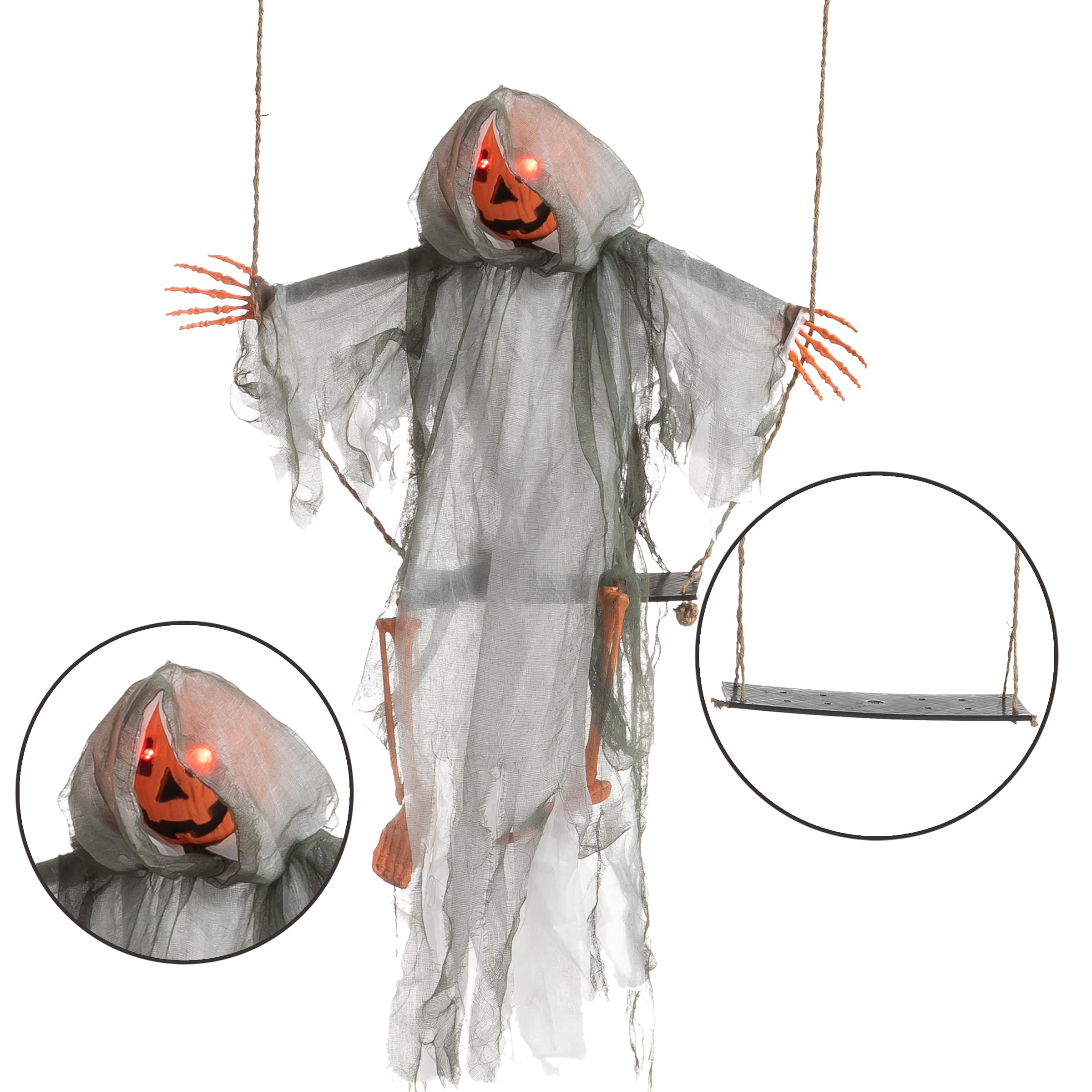 2 Packs Halloween Lighted Swinging Pumpkin & Witch - Image 4
