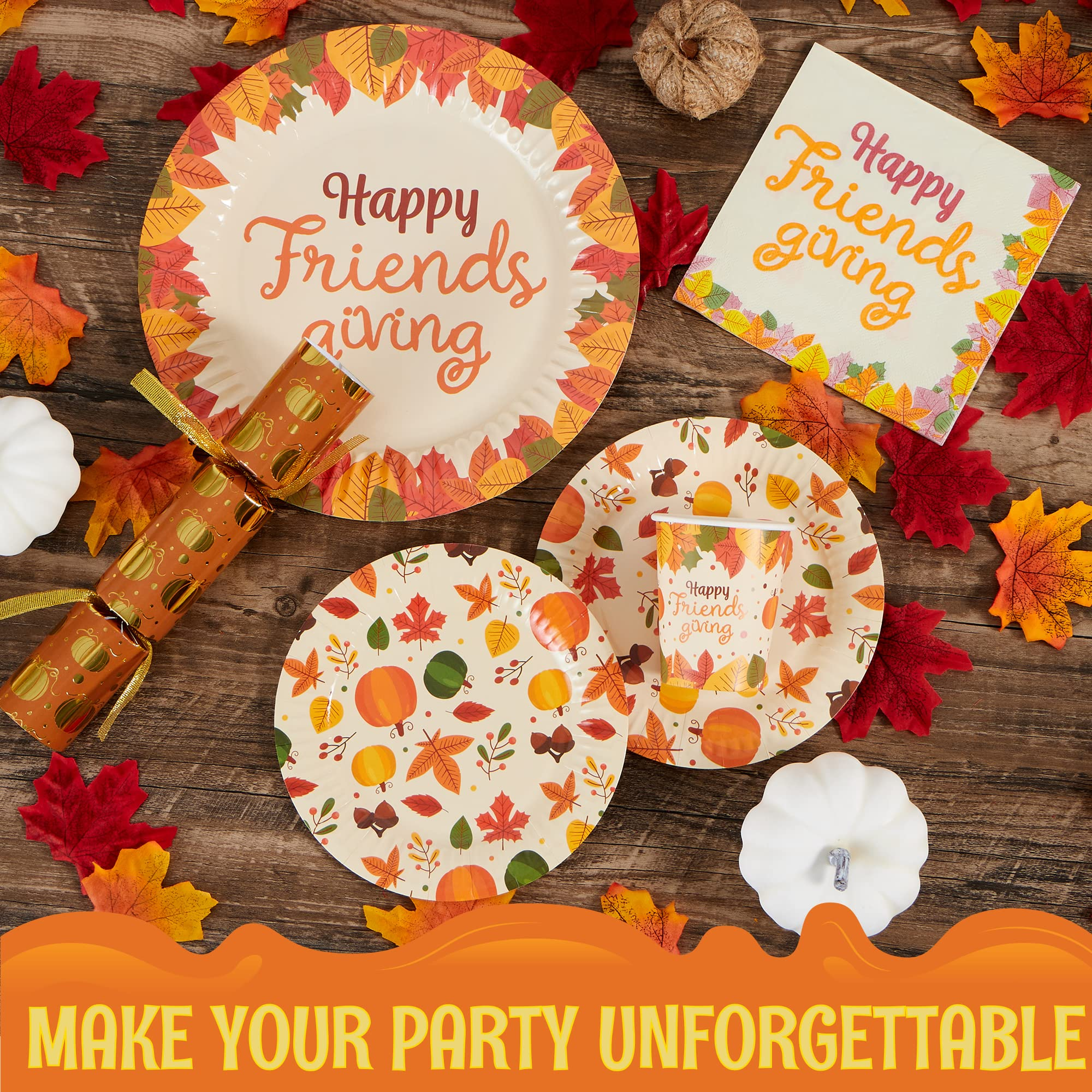 120Pcs Friendsgiving Paper Plates and Napkins Disposable Dinnerware Set - Image 4
