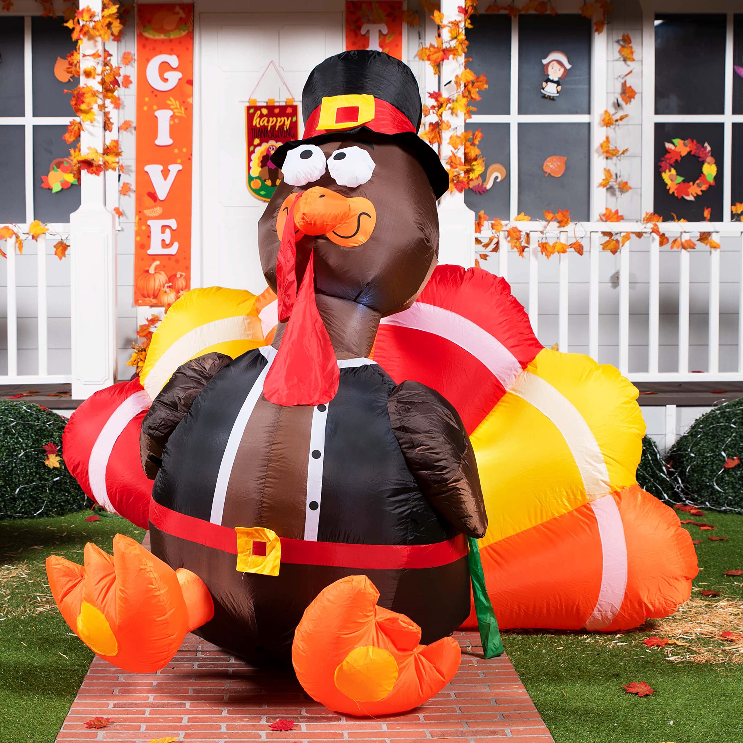 JOYIN 6 FT Thanksgiving Inflatable Turkey - LED Light Up Outdoor Decor - Image 4
