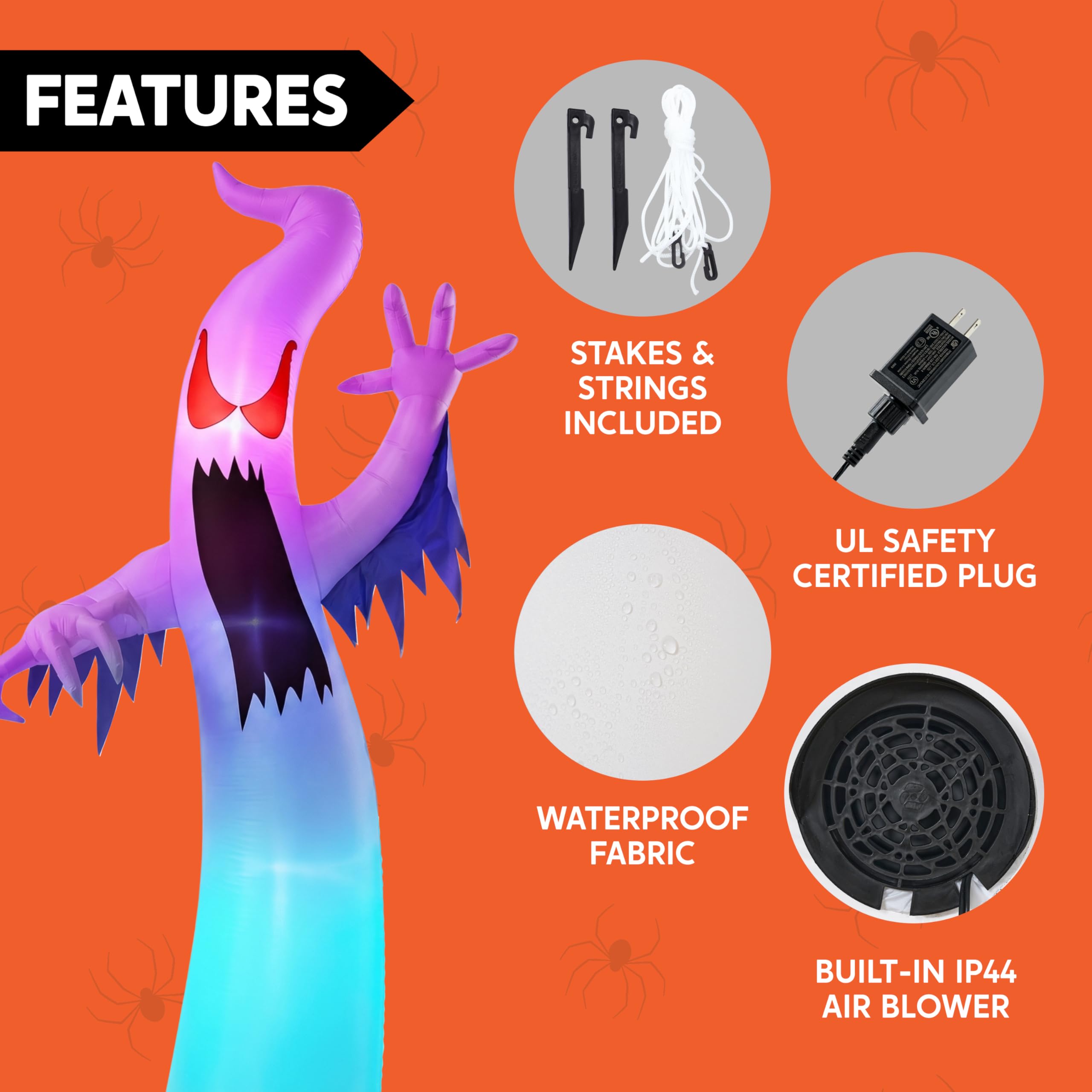 12FT Scary Ghost Halloween Inflatable with LED | Outdoor Yard - Image 5