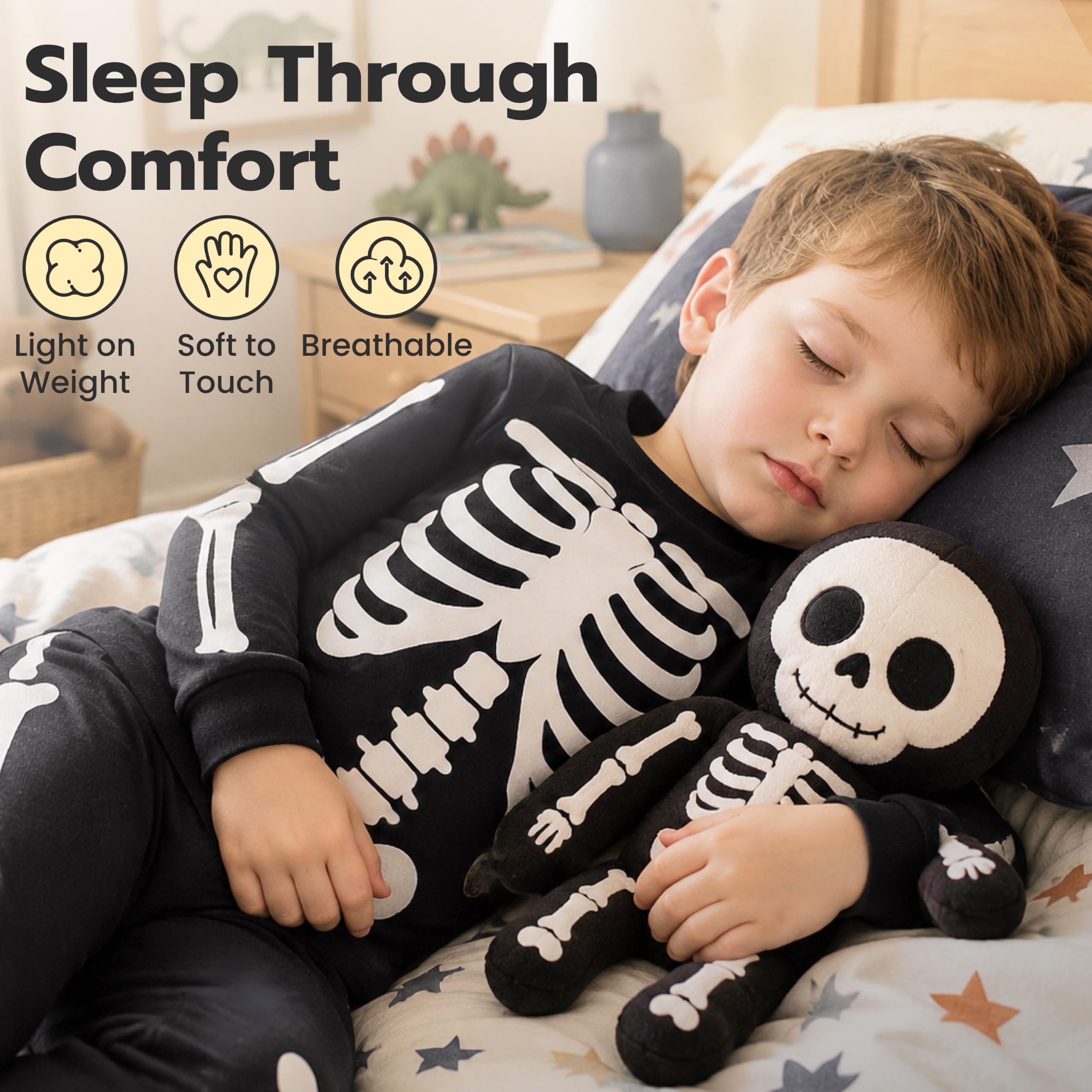 Giggling Getup Kids Skeleton Pajamas - Glow in the Dark 100% Cotton for 3T-8Y - Image 14
