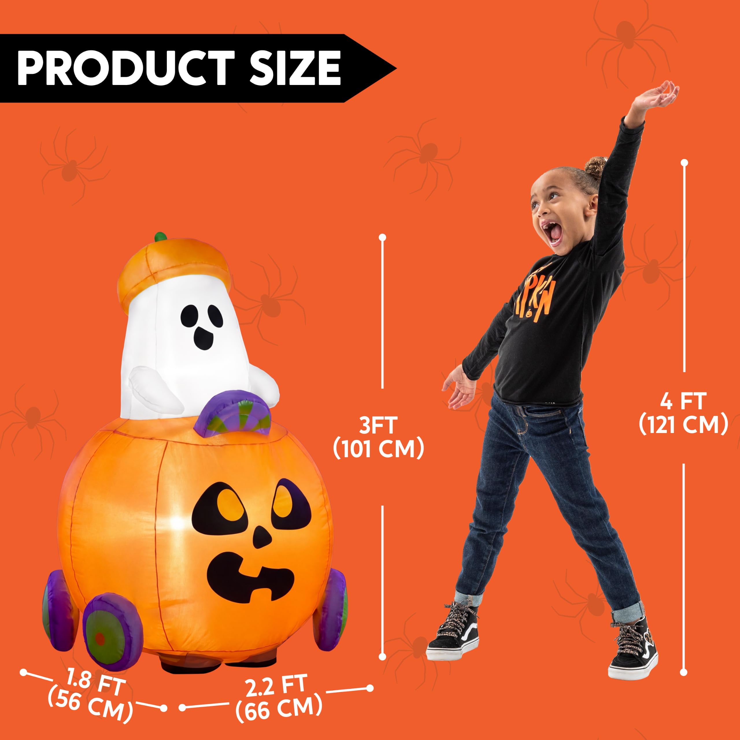 Remote Control Halloween Inflatable Ghost Pumpkin Car Toy for Kids - Image 4