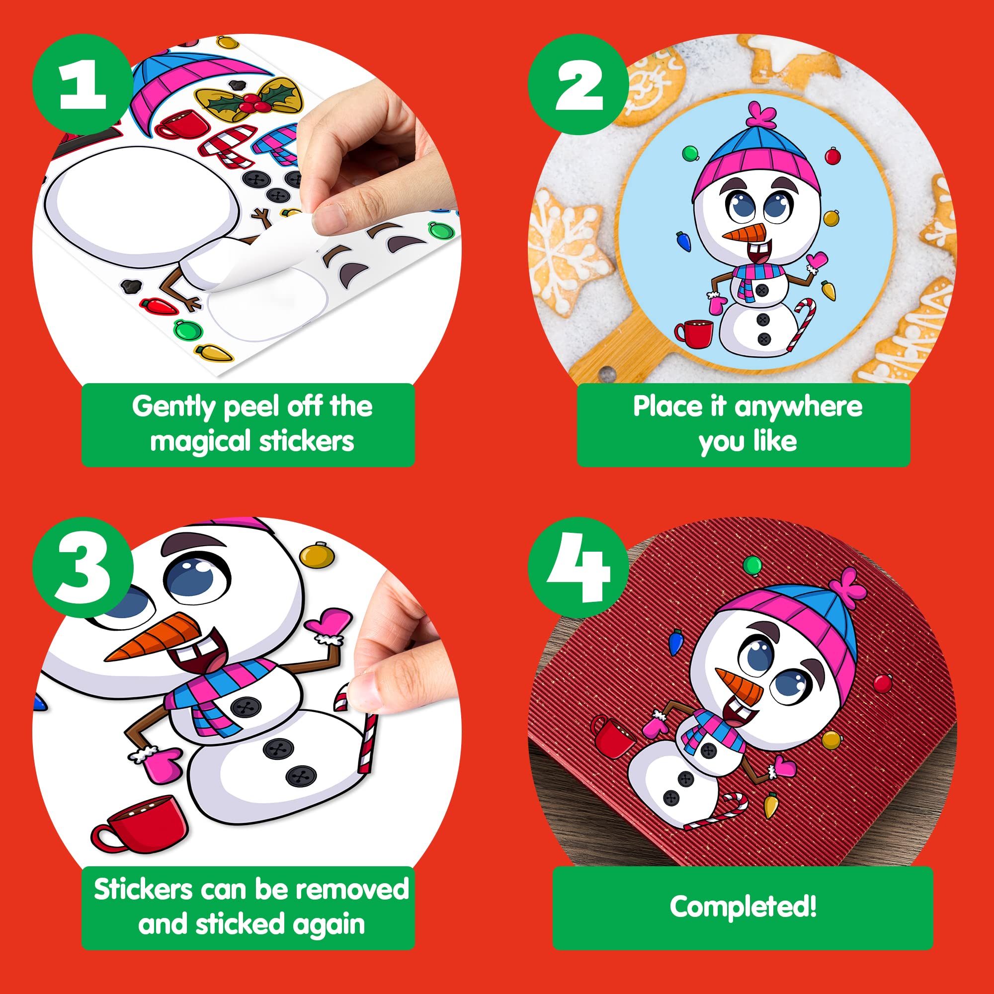 Make-a-face Christmas Sticker in 6 Designs, 36 Pcs - Image 6