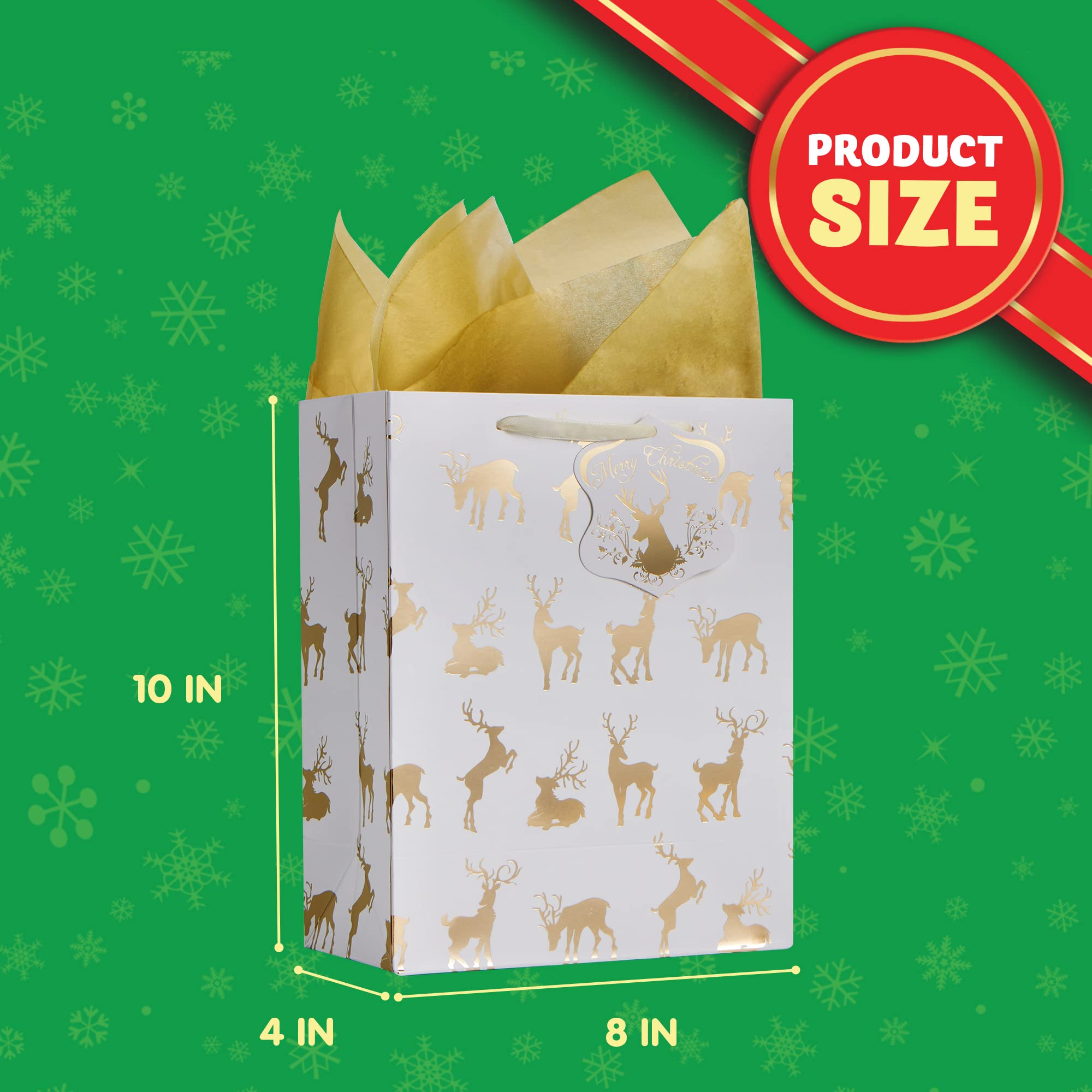 24Pcs Christmas Foil Gold Gift Bags - Image 6