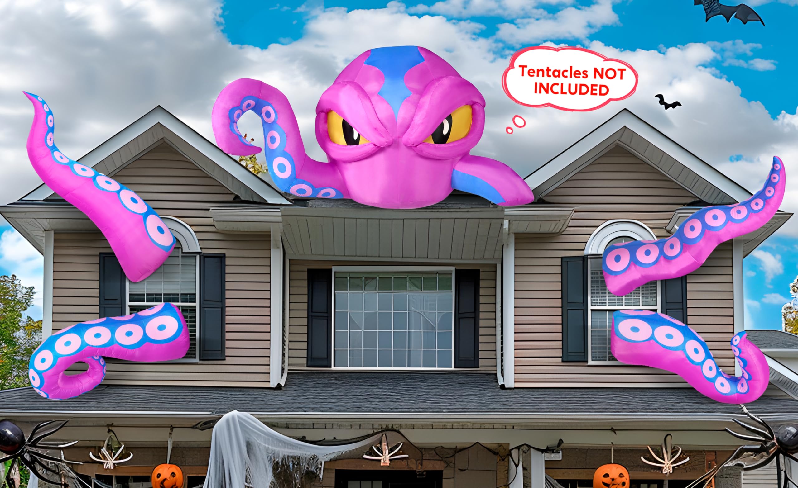 Joiedomi 4 FT Inflatable Purple Octopus Window Decor - LED Halloween Prop - Image 5