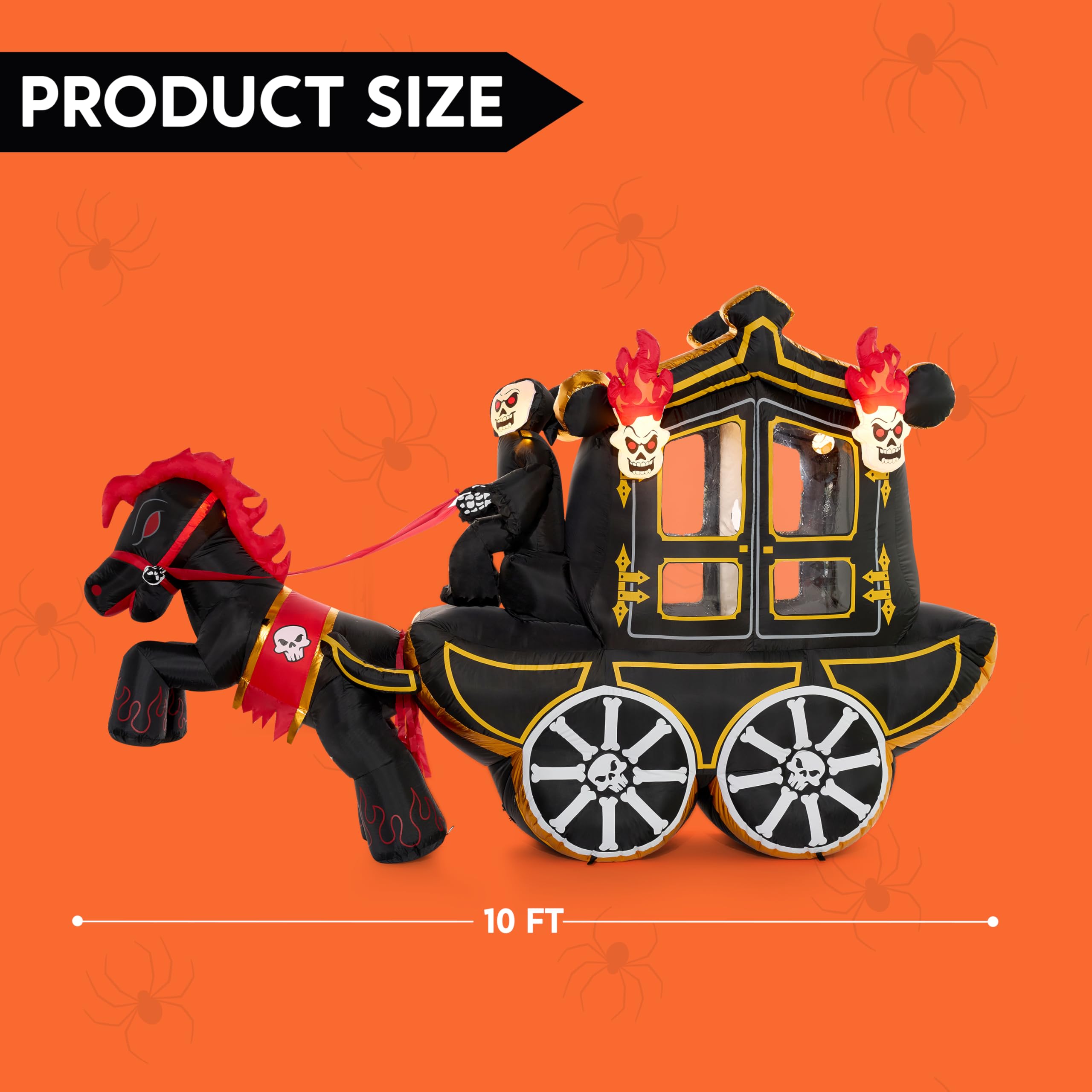 Joiedomi 10 FT Hellfire Carriage Inflatable with LEDs - Halloween Yard Decor - Image 5