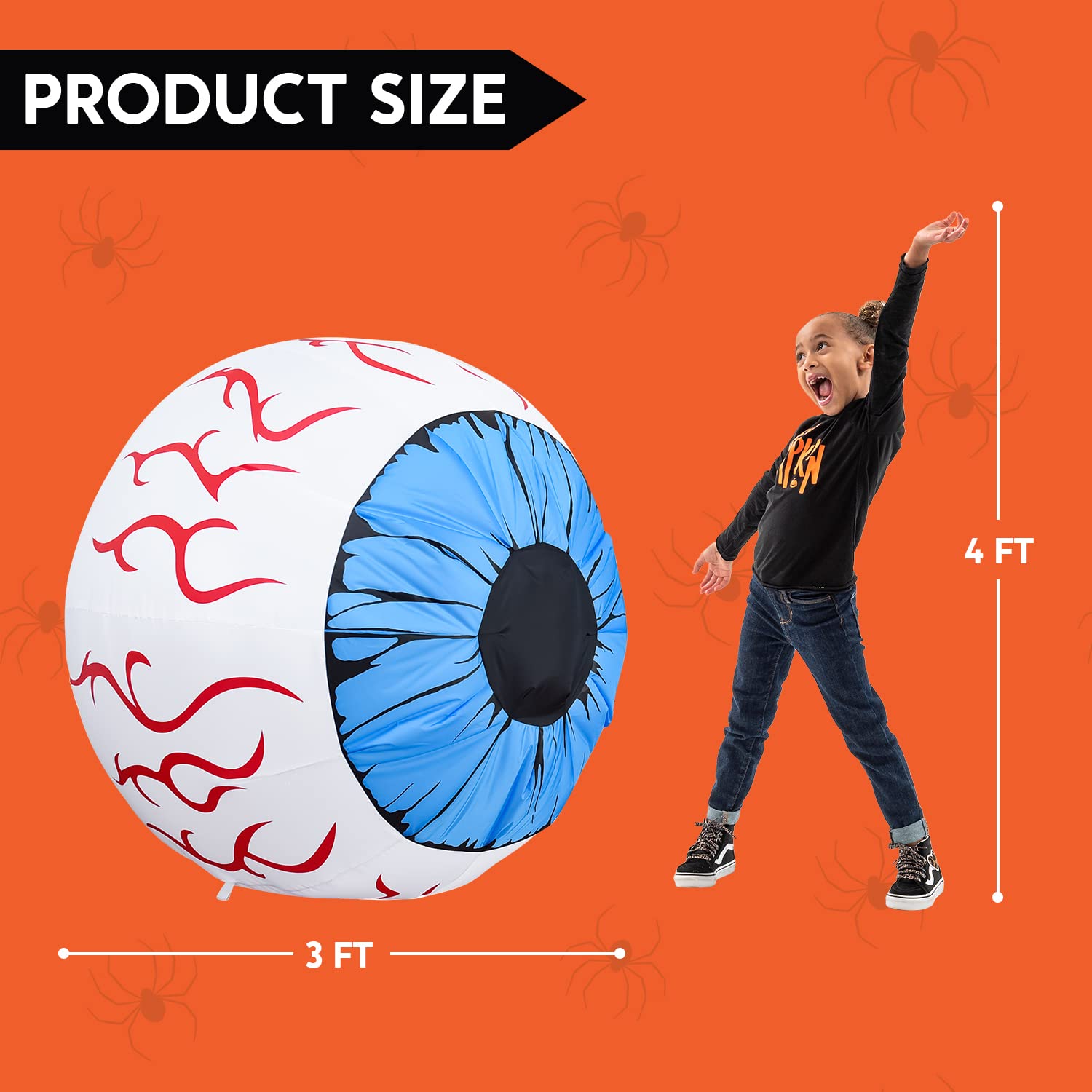 Joiedomi 3 FT Inflatable Light Up Eyeball with LEDs - Blue Halloween Decor - Image 5