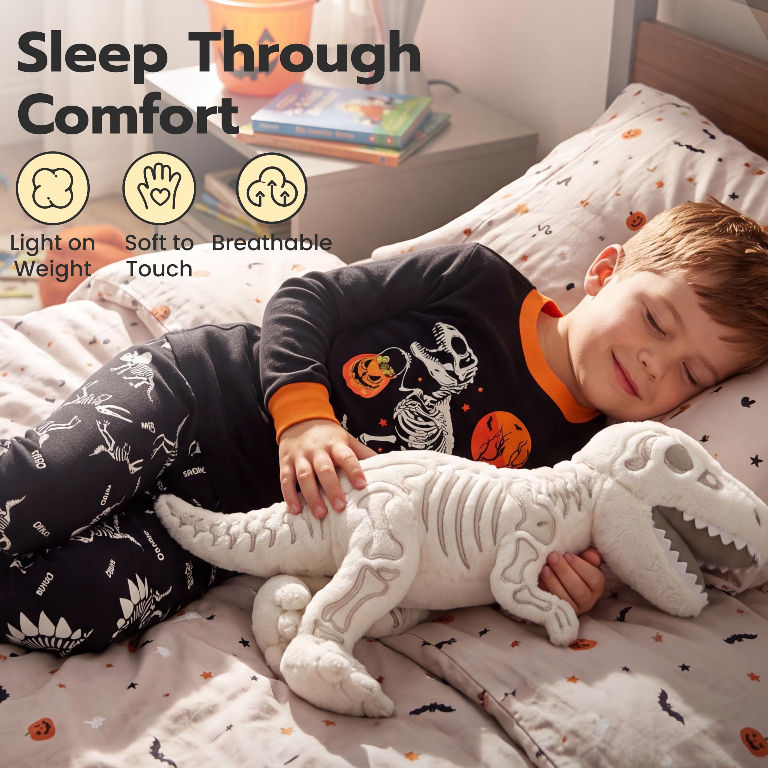 Giggling Getup Kids Skeleton Pajamas - Glow in the Dark 100% Cotton for 3T-8Y - Image 26