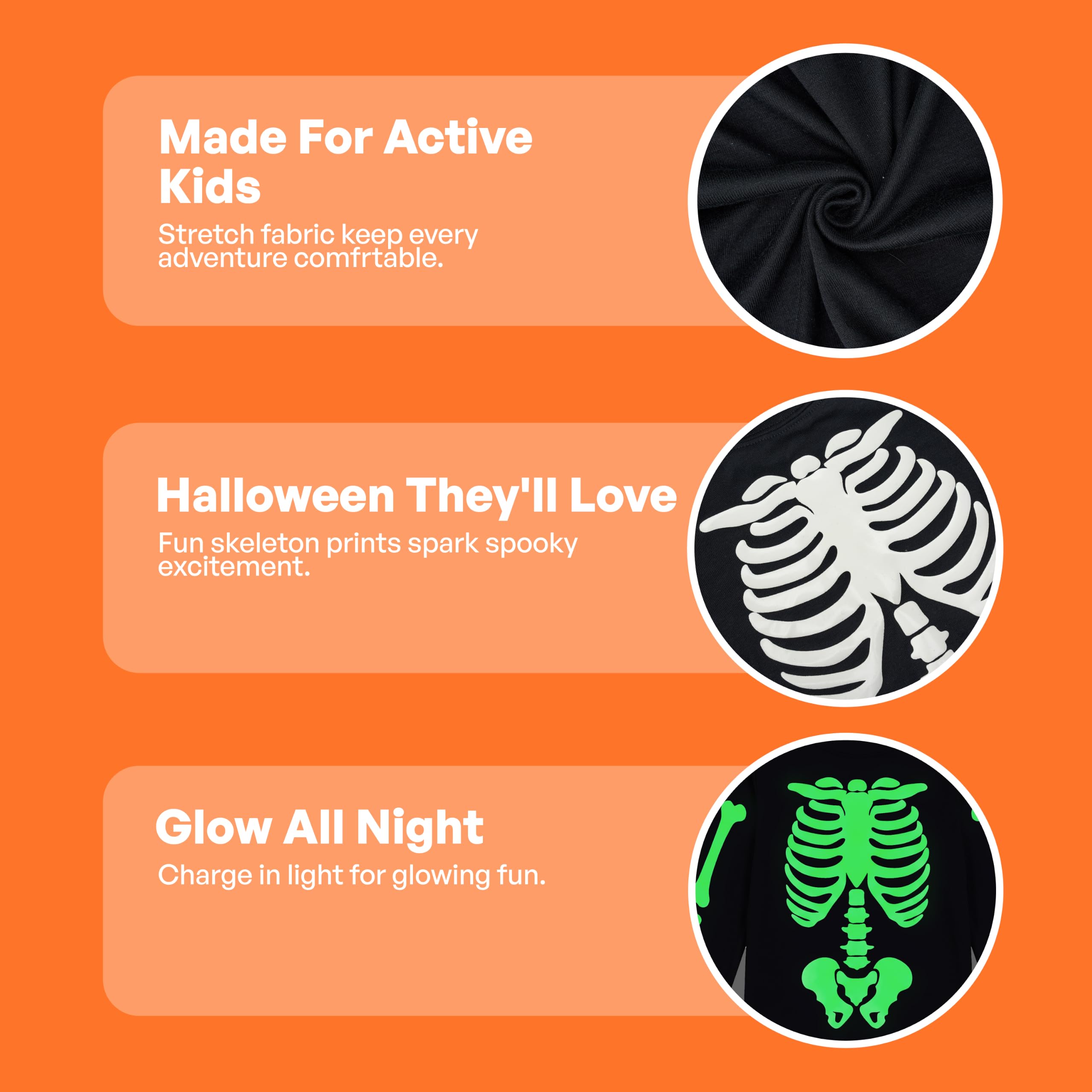 Giggling Getup Kids Skeleton Pajamas - Glow in the Dark 100% Cotton for 3T-8Y - Image 15