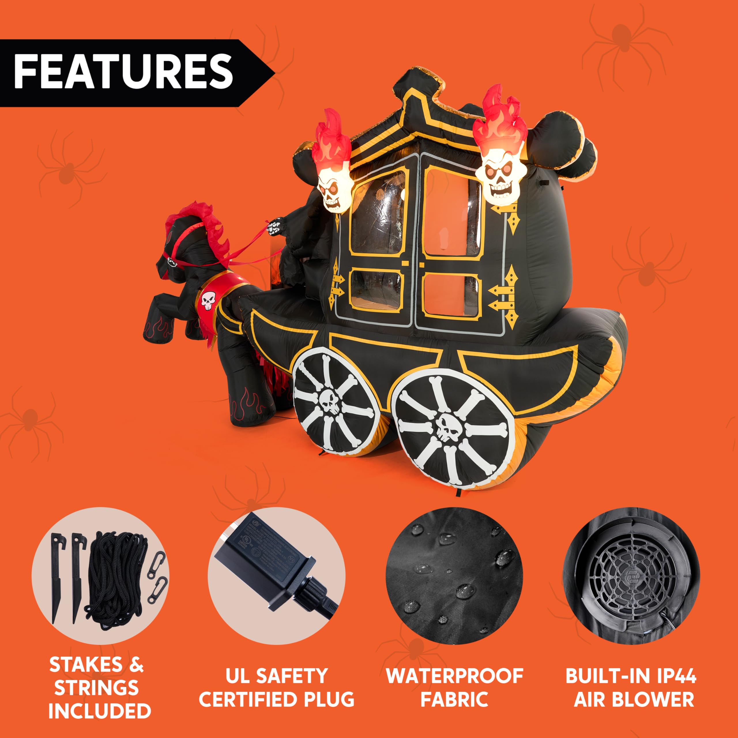 Joiedomi 10 FT Hellfire Carriage Inflatable with LEDs - Halloween Yard Decor - Image 6