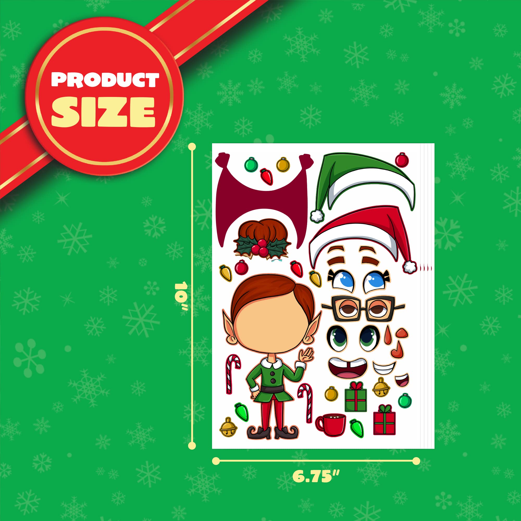 Make-a-face Christmas Sticker in 6 Designs, 36 Pcs - Image 7