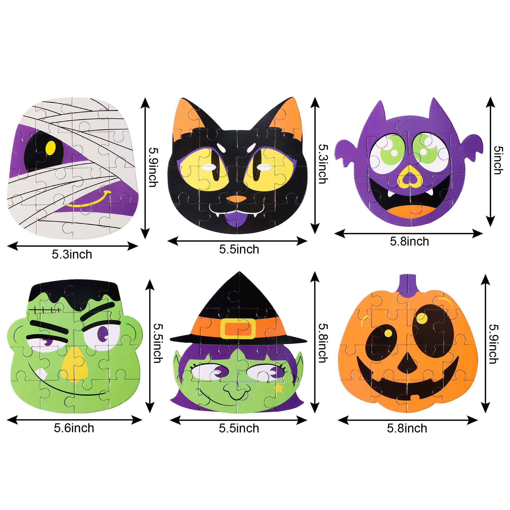 36 Pcs Halloween Jigsaw Puzzle Set in Blind Boxes with 6 Characters Paper Board - Image 2