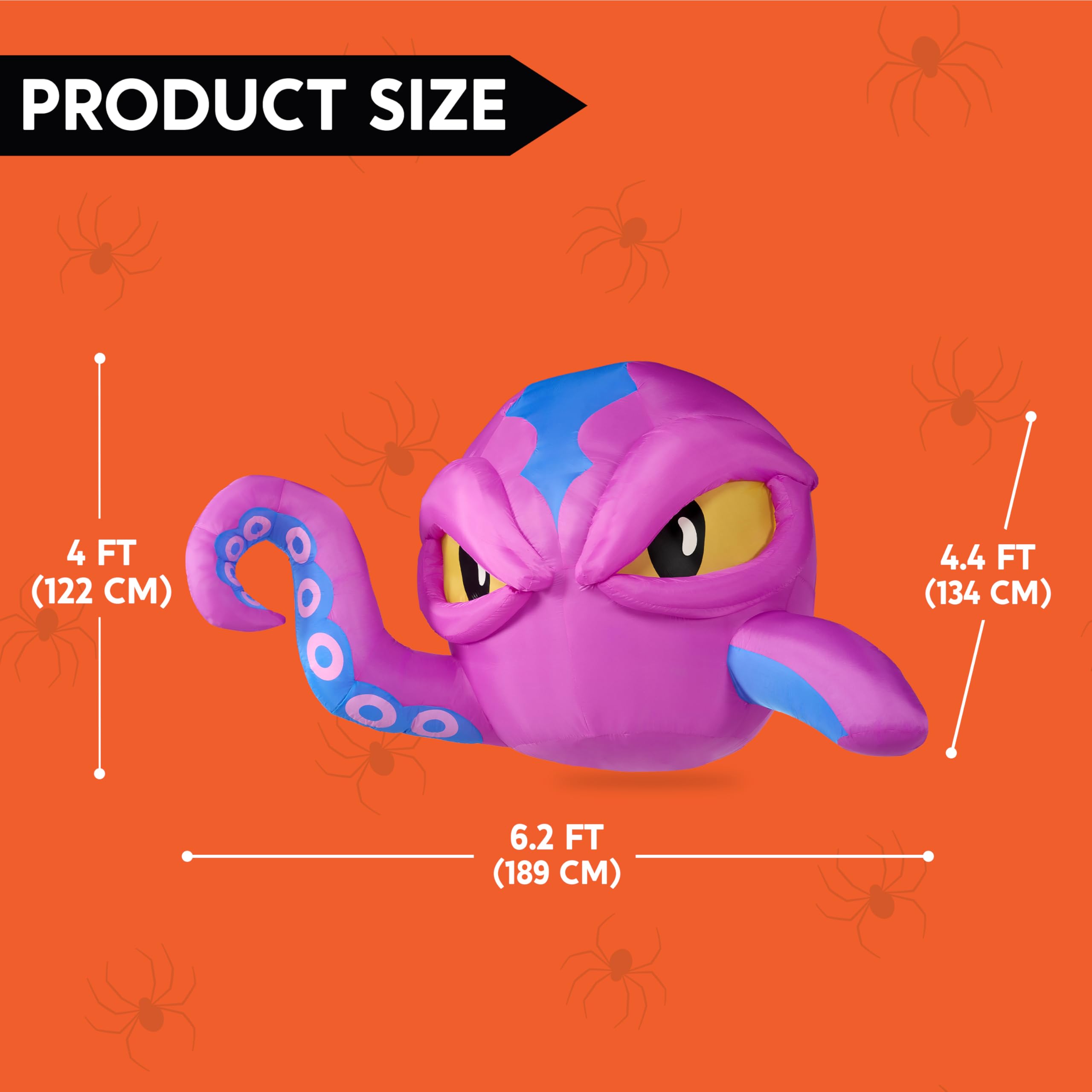 Joiedomi 4 FT Inflatable Purple Octopus Window Decor - LED Halloween Prop - Image 6