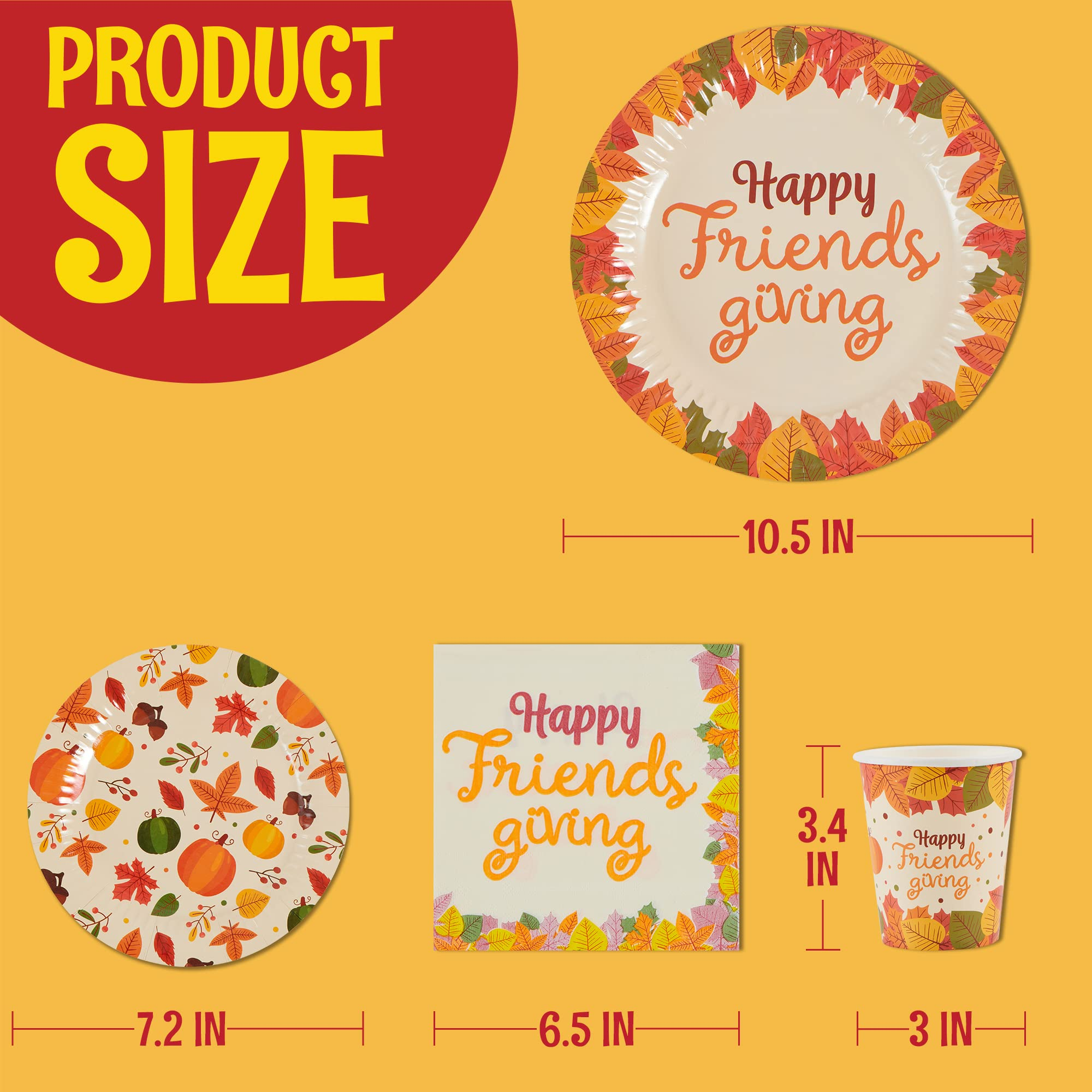 120Pcs Friendsgiving Paper Plates and Napkins Disposable Dinnerware Set - Image 6