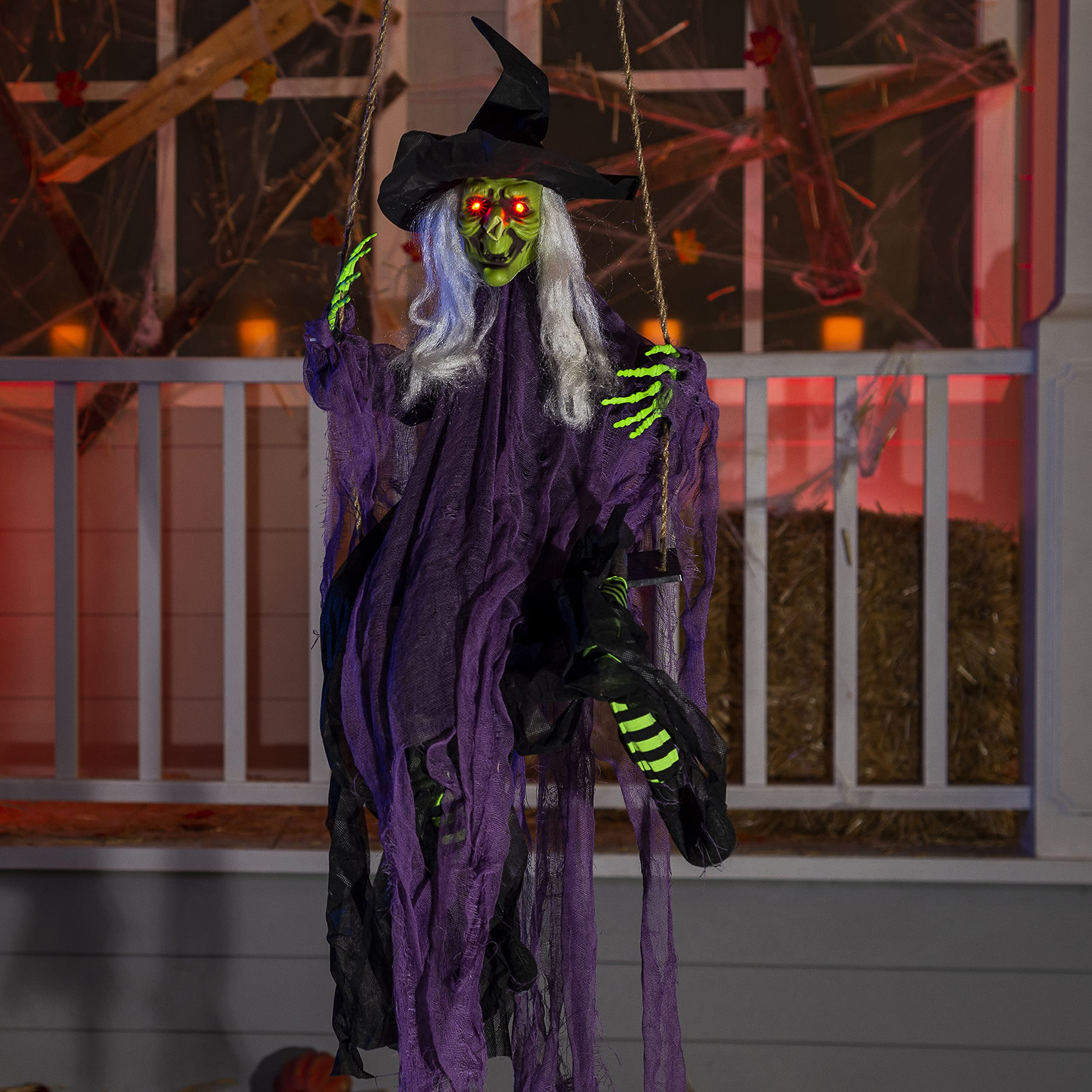 2 Packs Halloween Lighted Swinging Pumpkin & Witch - Image 6
