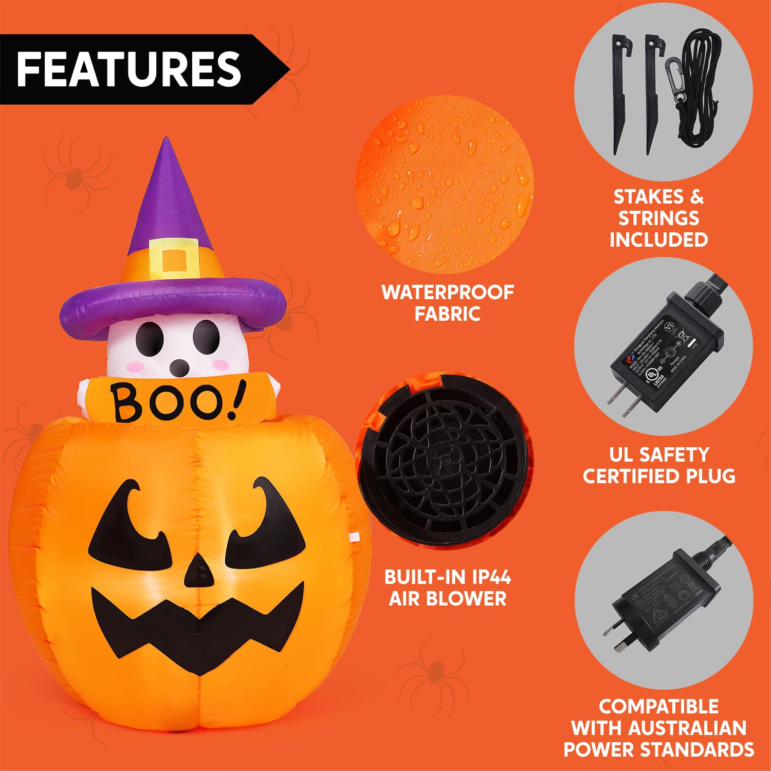 Joiedomi 5 FT Animated Pumpkin Ghost Inflatable - LED Outdoor Decor - Image 6