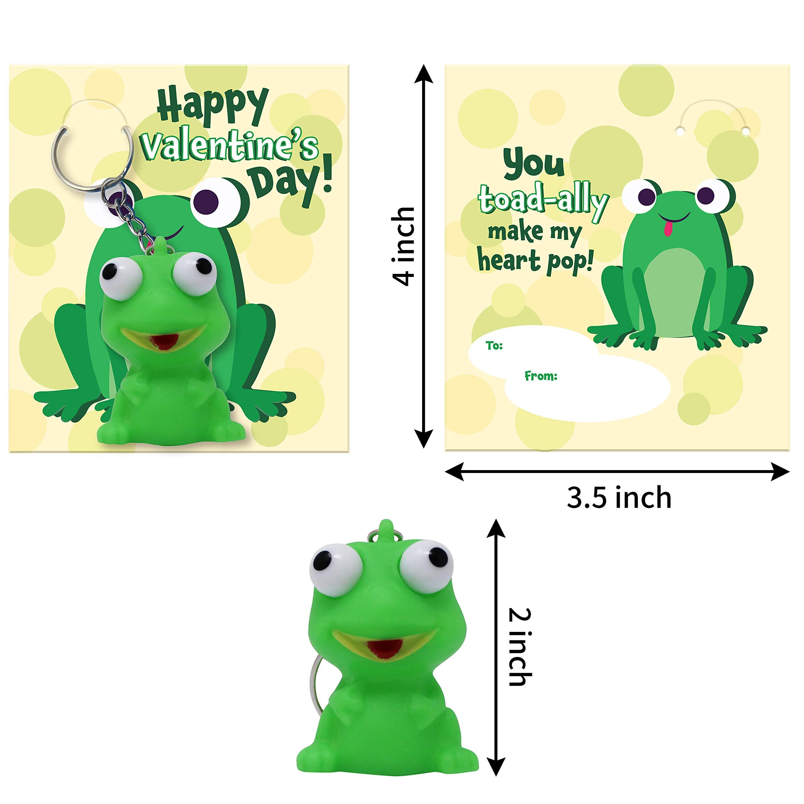 28Pcs Animal Keychains featuring Bulging Eyes with Kids Valentines Cards - Image 8