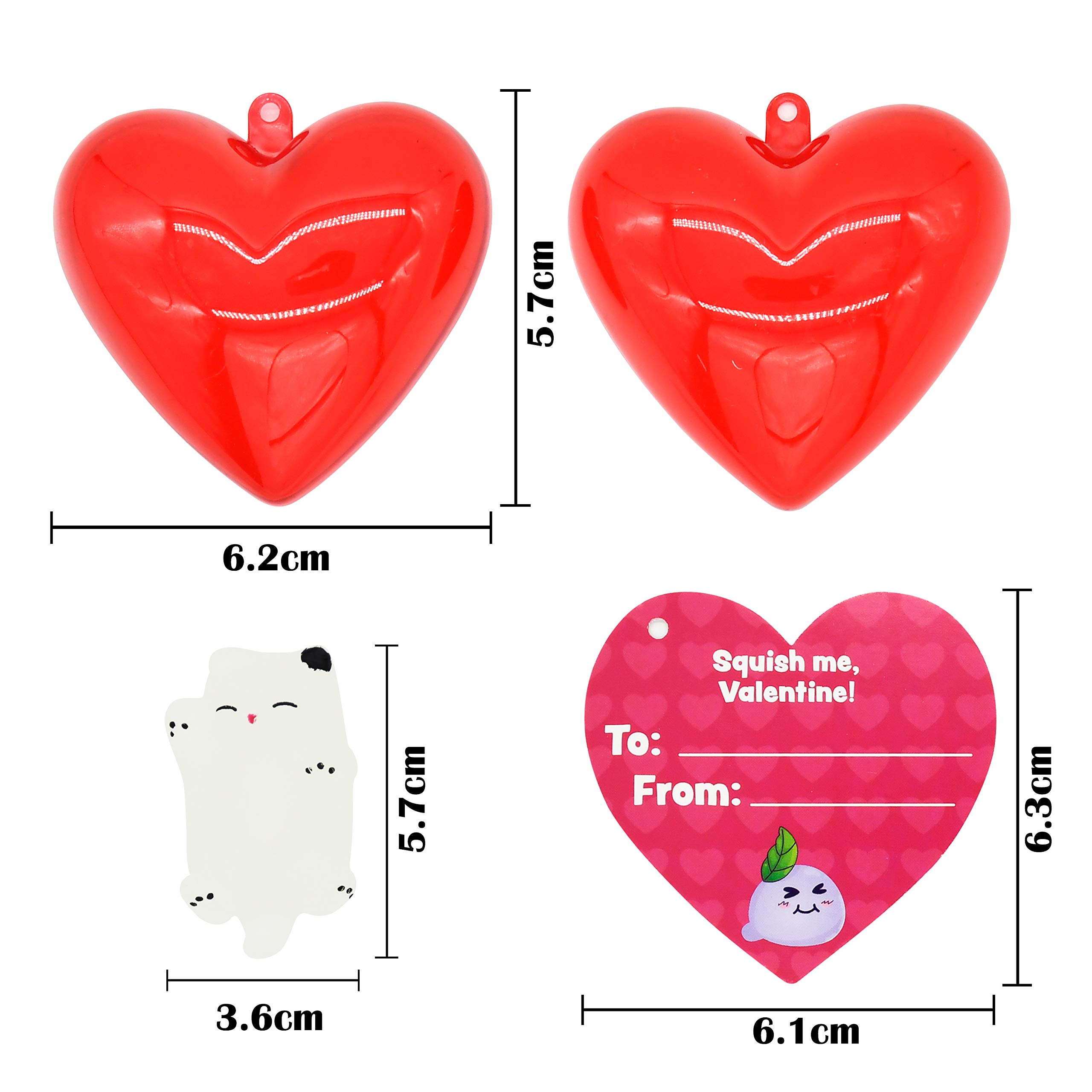 28Pcs Glow In The Dark Mochi Squishy Toys Filled Hearts Set with Kids Valentines Cards - Image 8