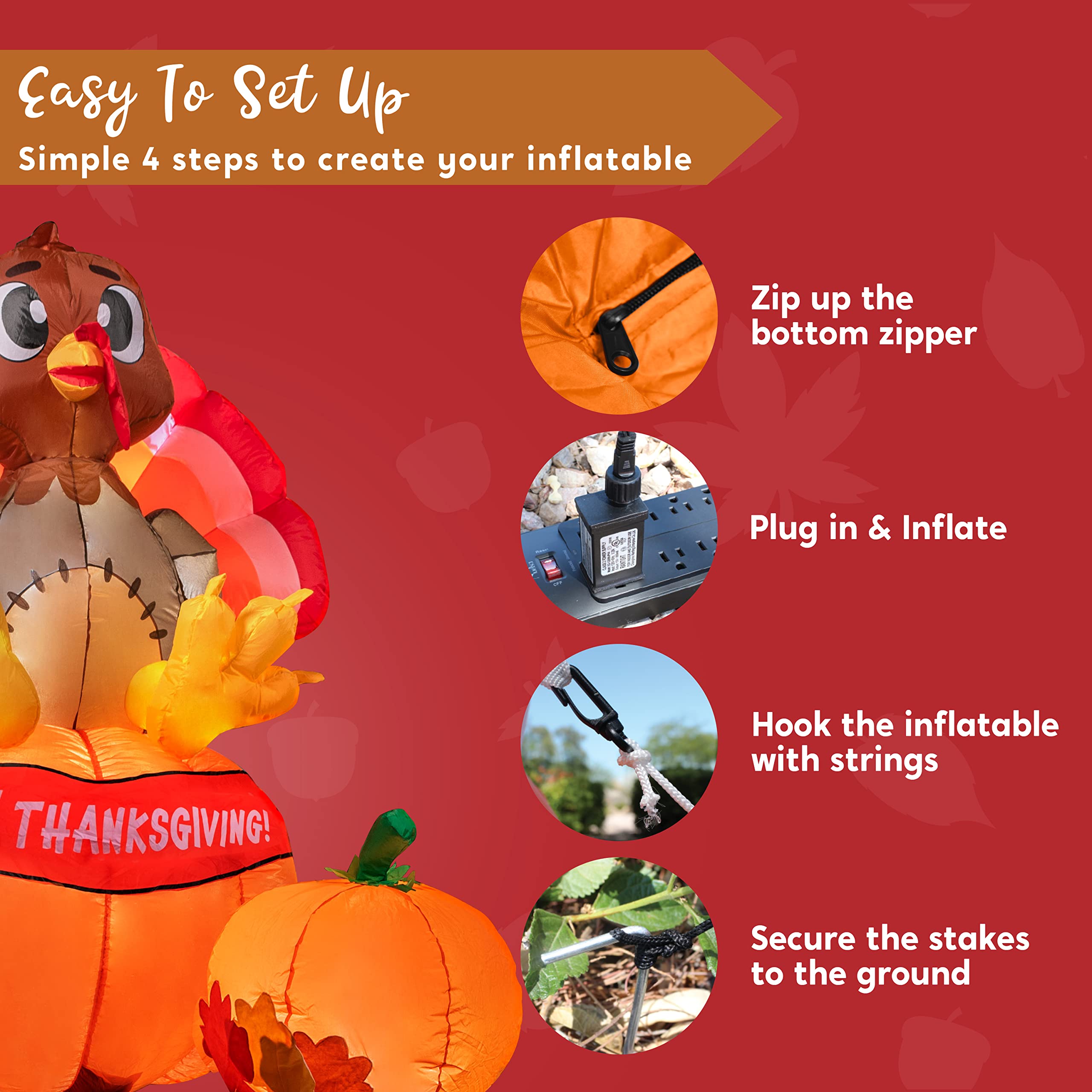 JOYIN Turkey on Pumpkin - A Thanksgiving Duo That Glows - Image 7