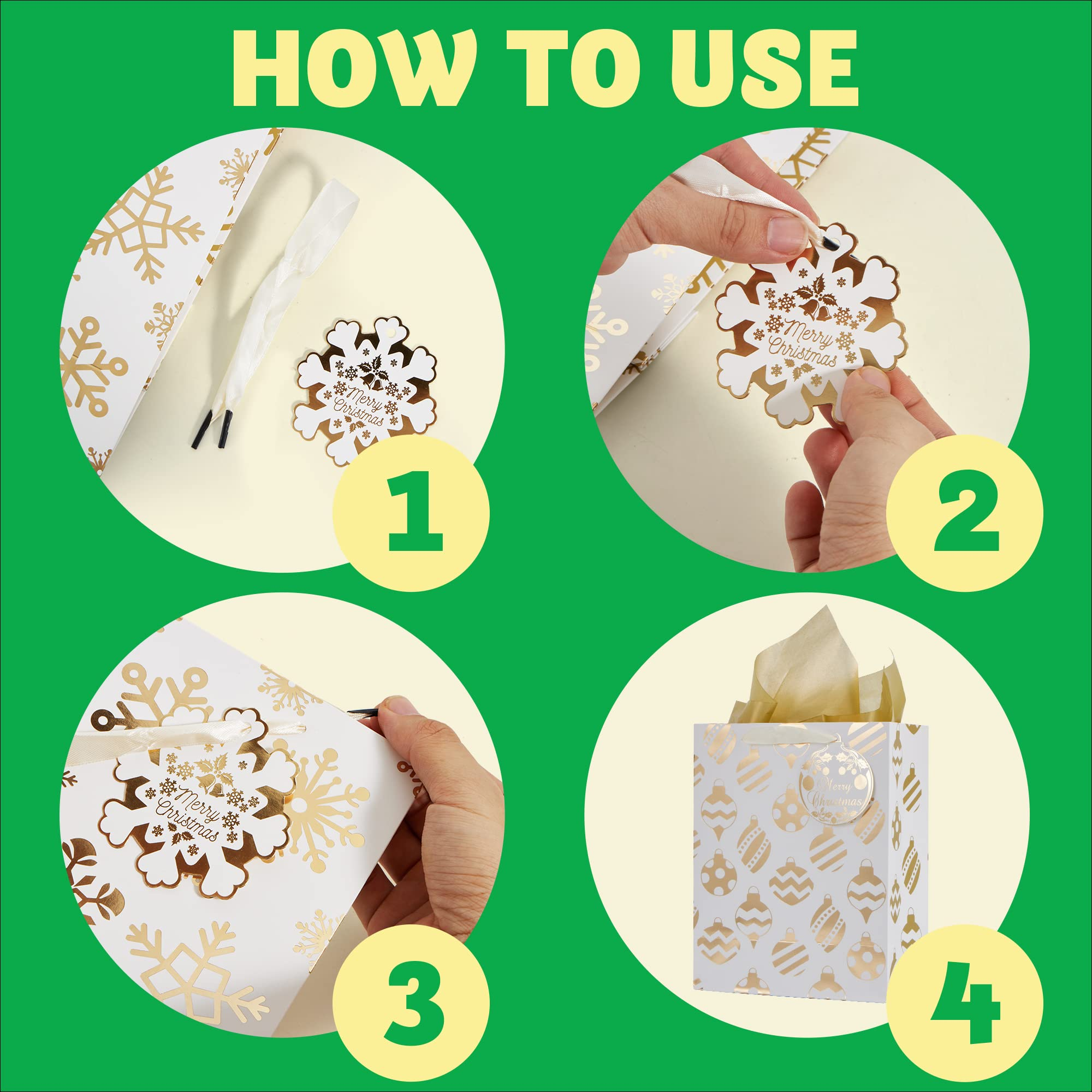 24Pcs Christmas Foil Gold Gift Bags - Image 8