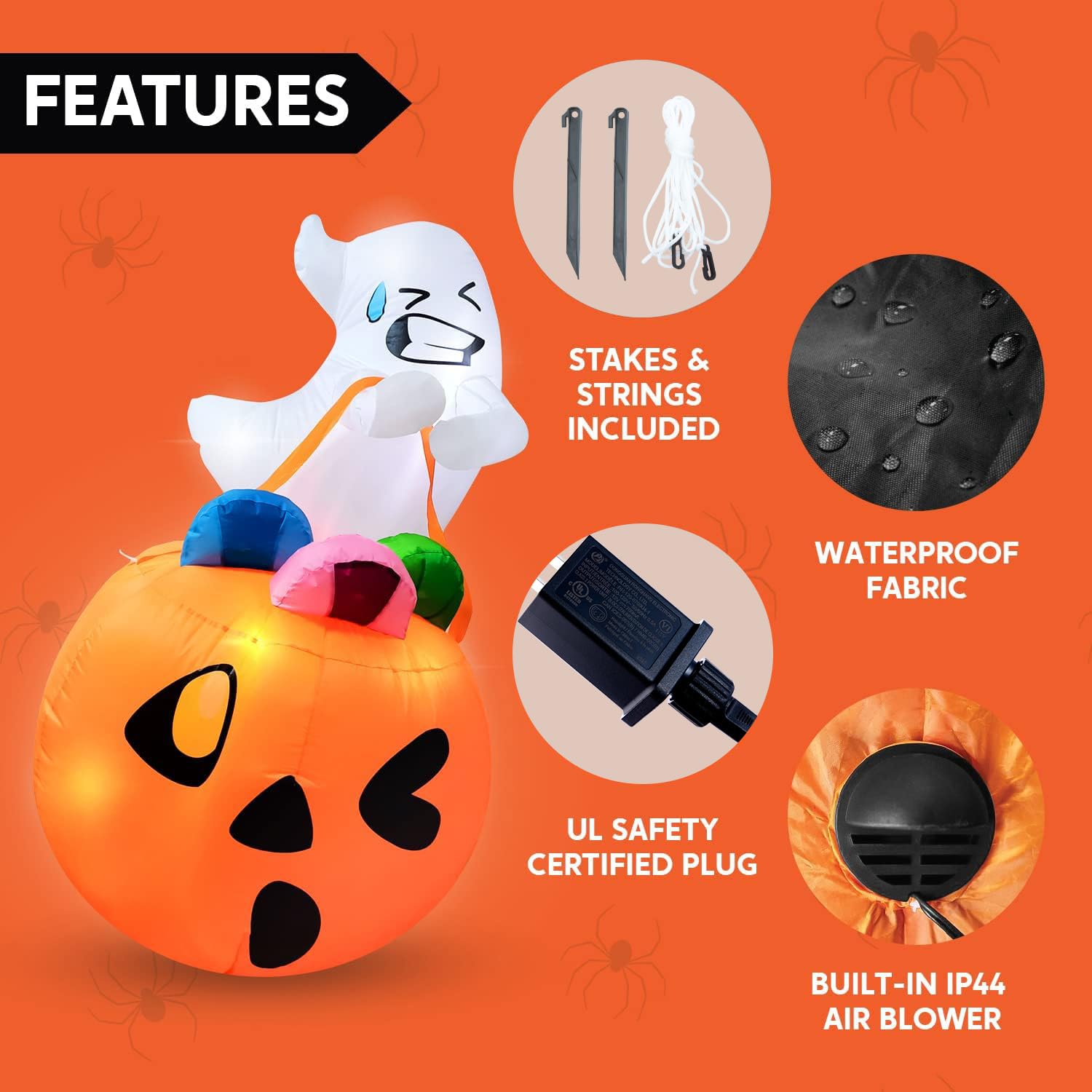 Halloween Inflatable Ghost 5ft with LED Lights – Outdoor Yard Decor - Image 5