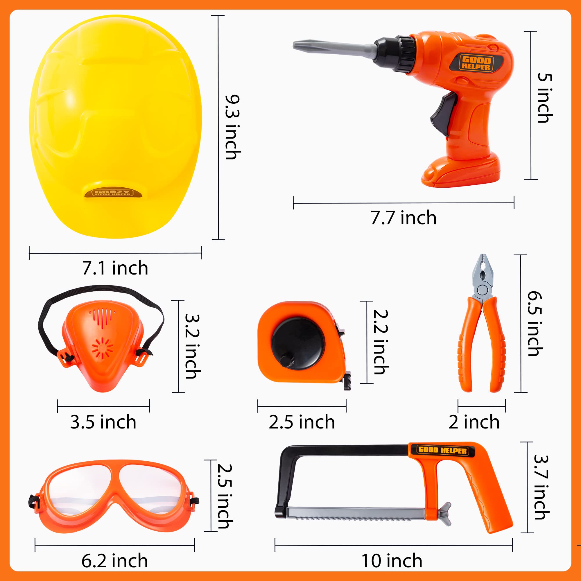Construction Worker Play Tool Toys Set - Image 7