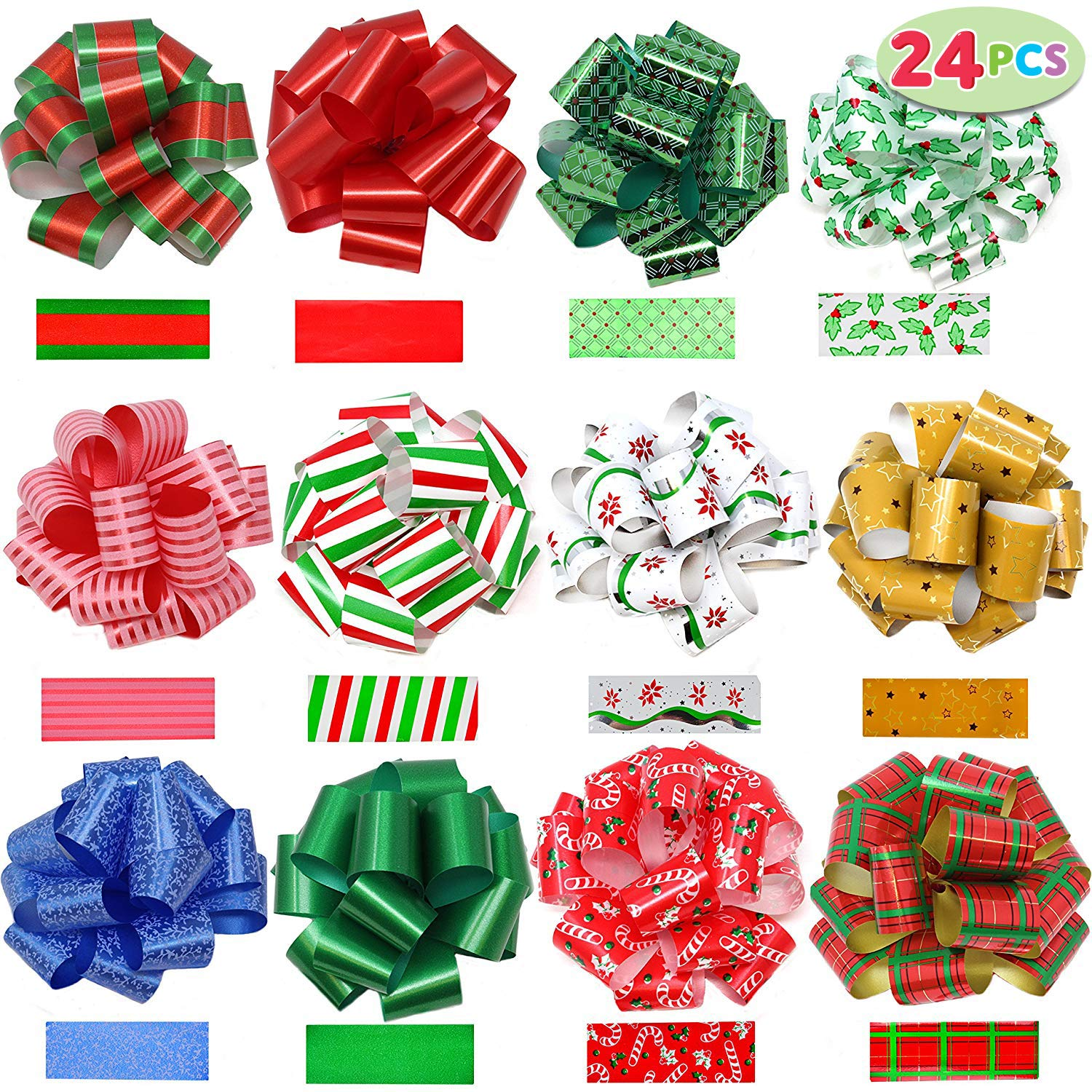 4.7in Bows for Christmas Gift Wrap, 24 Pcs - Image 8