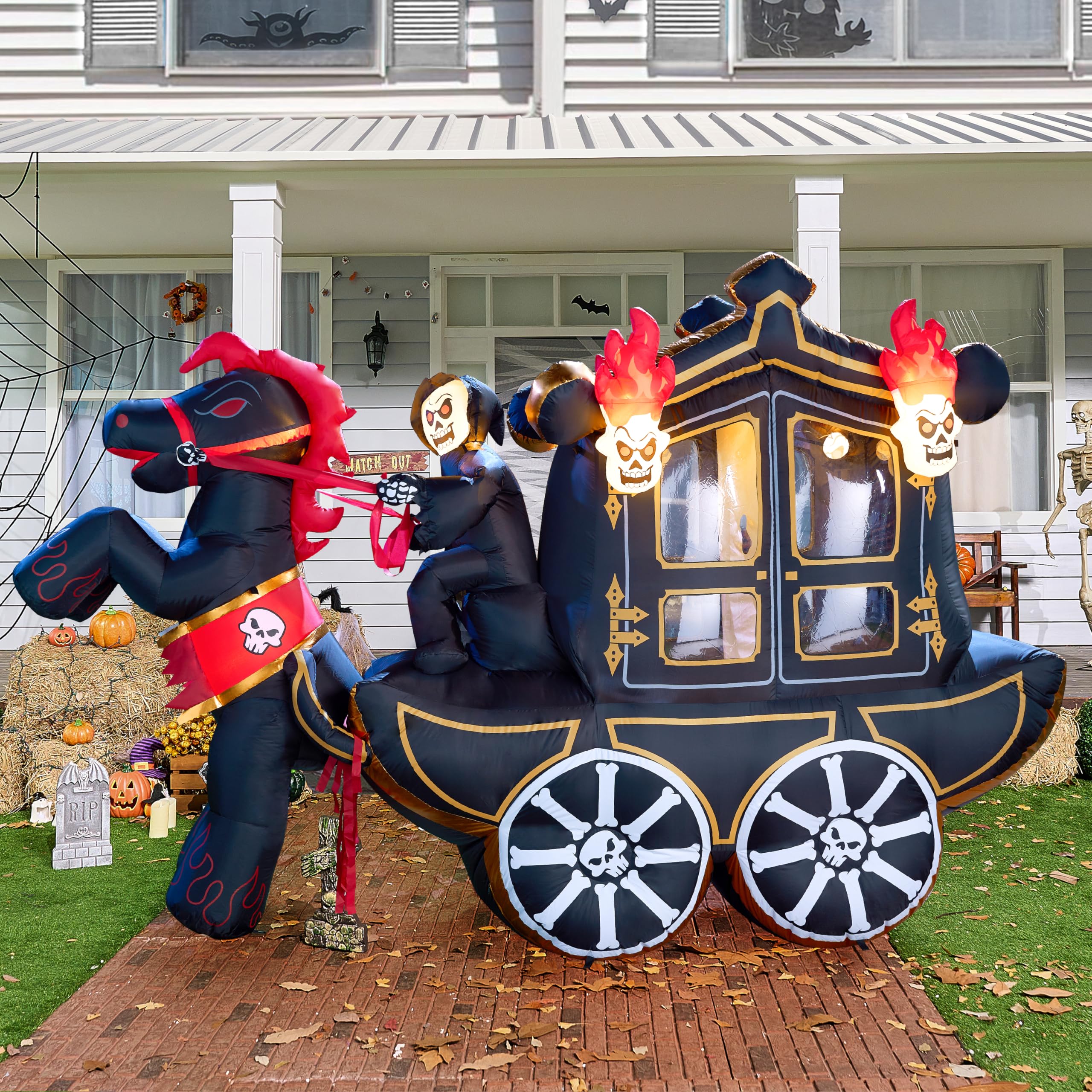 Joiedomi 10 FT Hellfire Carriage Inflatable with LEDs - Halloween Yard Decor - Image 8