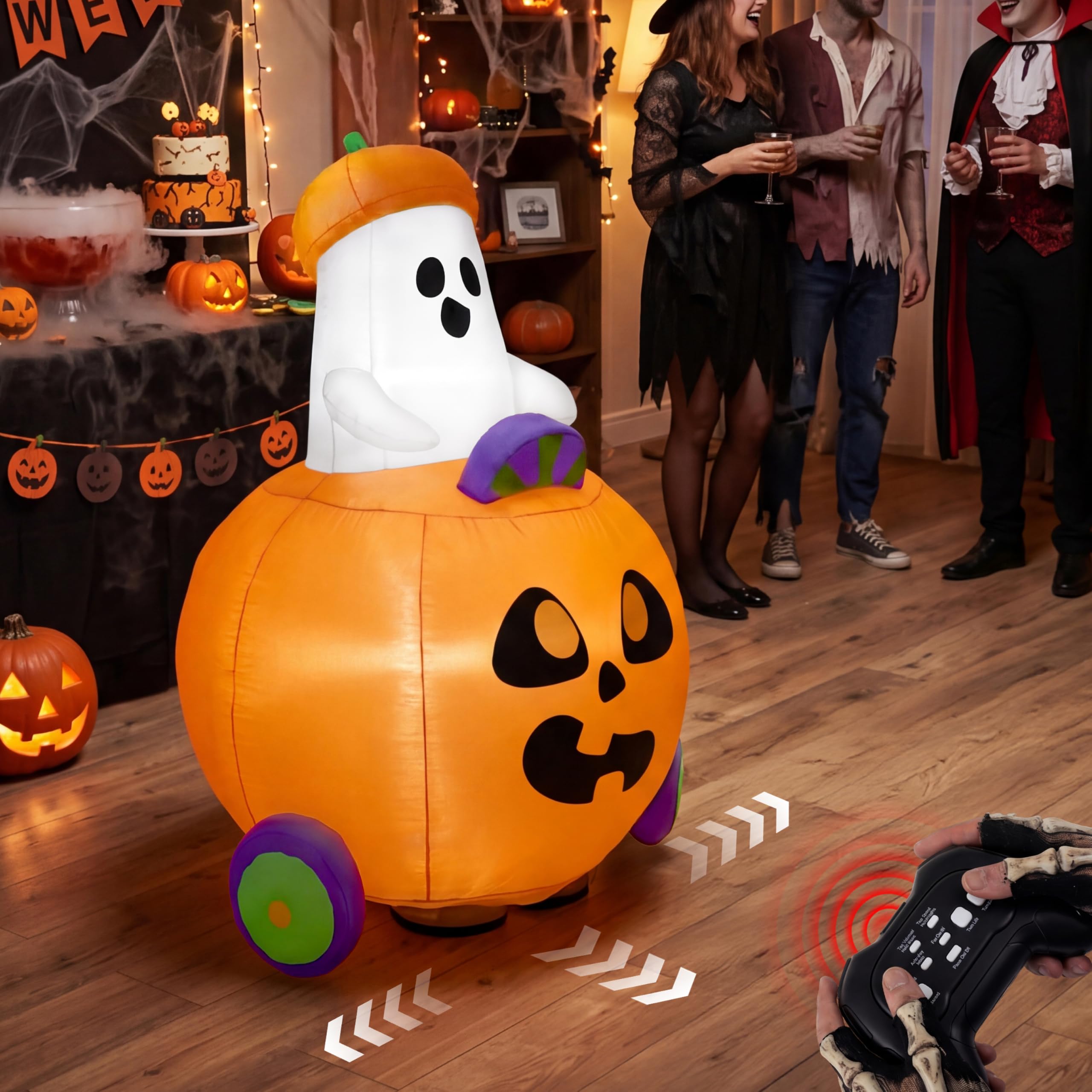 Remote Control Halloween Inflatable Ghost Pumpkin Car Toy for Kids - Image 7